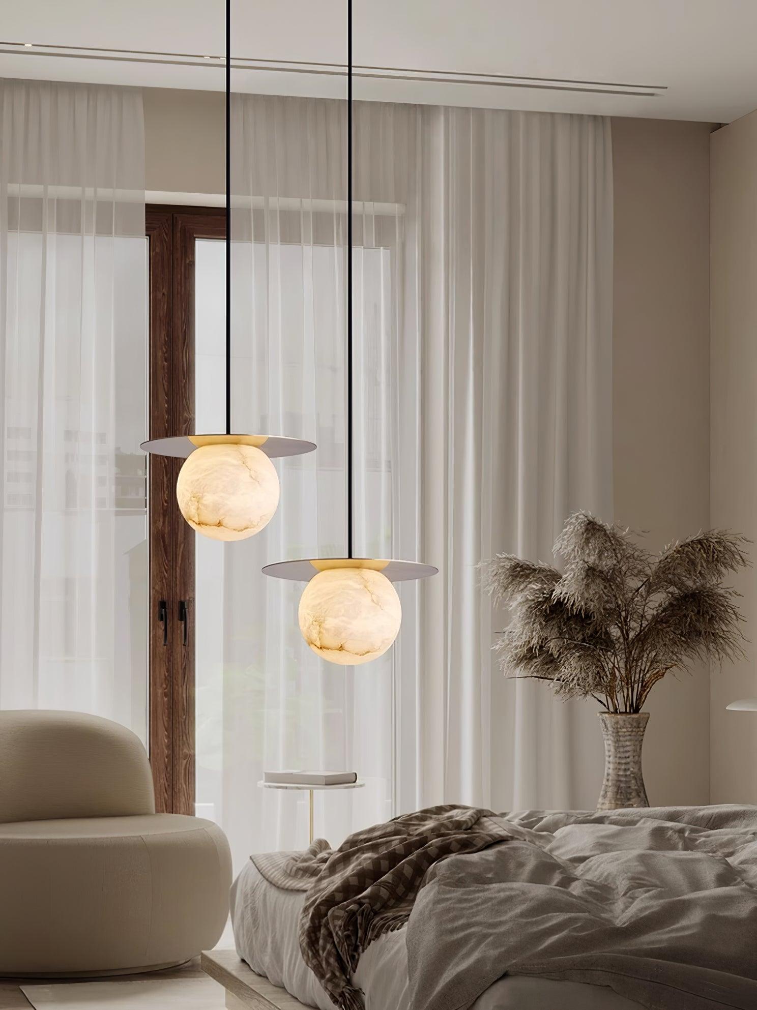 Velar Sphere Alabaster Pendant Light-Neutral Decor