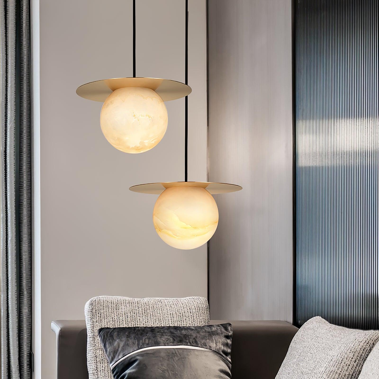 Velar Sphere Alabaster Pendant Light-Neutral Decor