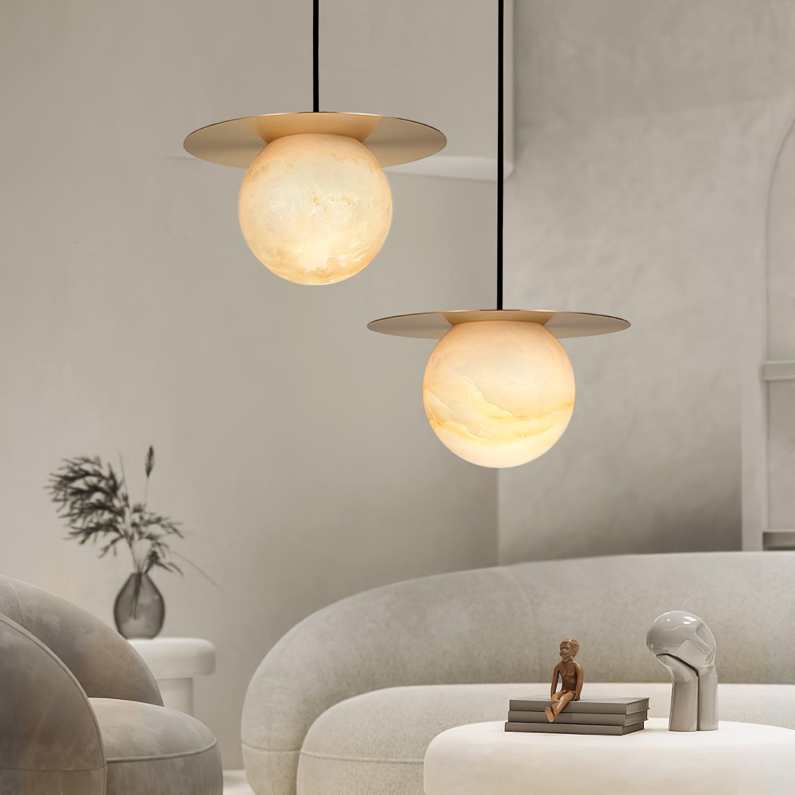 Velar Sphere Alabaster Pendant Light-Neutral Decor