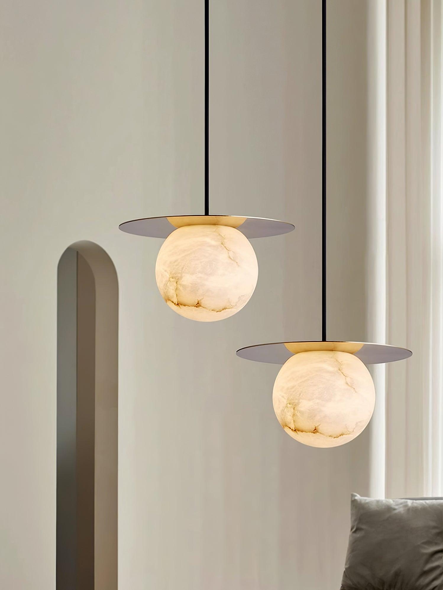 Zild Sphere Alabaster Pendant Light-Neutral Decor