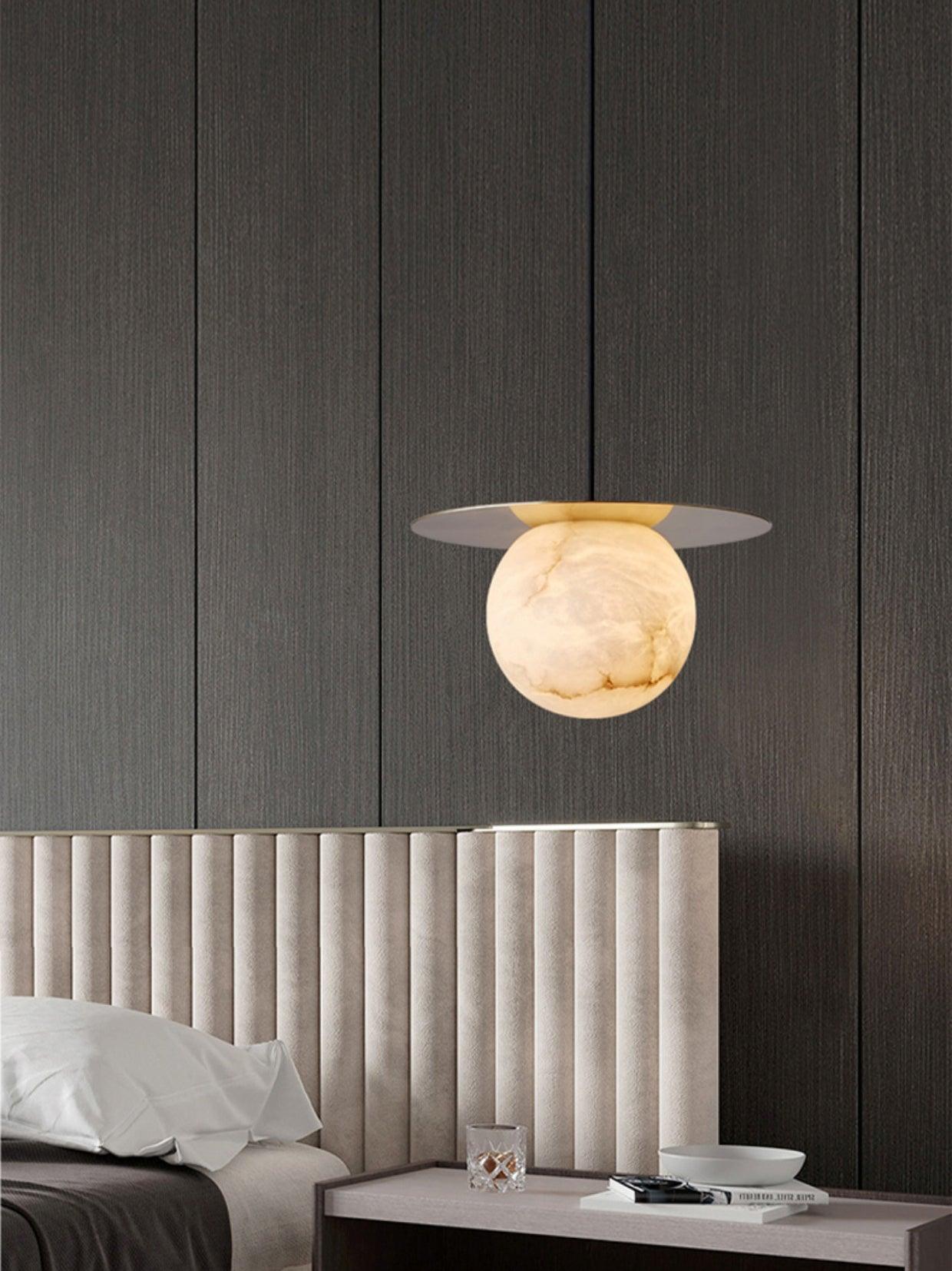 Velar Sphere Alabaster Pendant Light-Neutral Decor