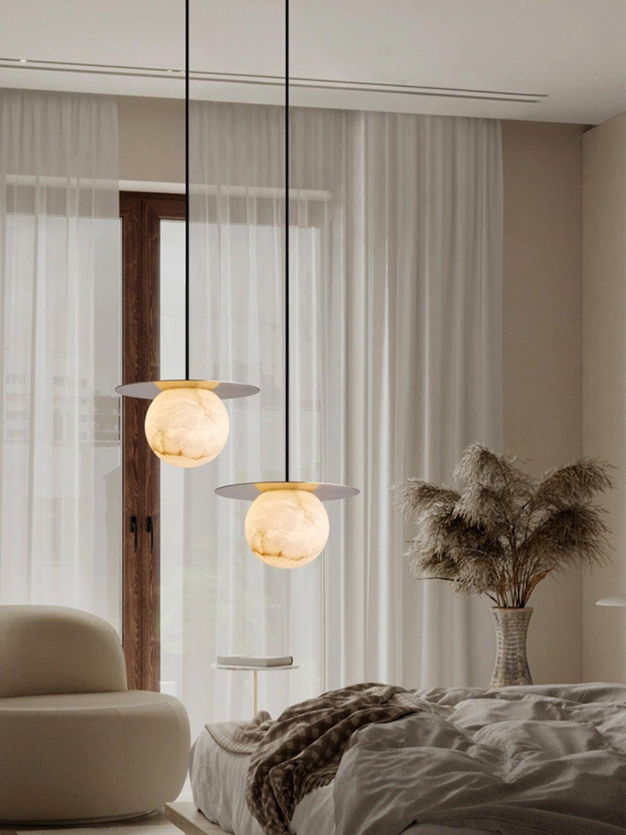 Zild Sphere Alabaster Pendant Light-Neutral Decor