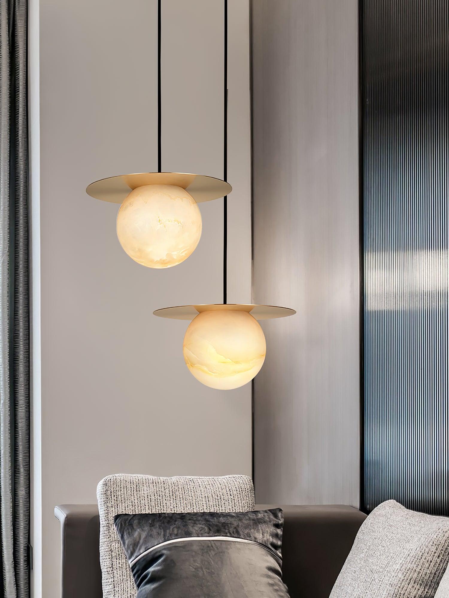 Zild Sphere Alabaster Pendant Light-Neutral Decor