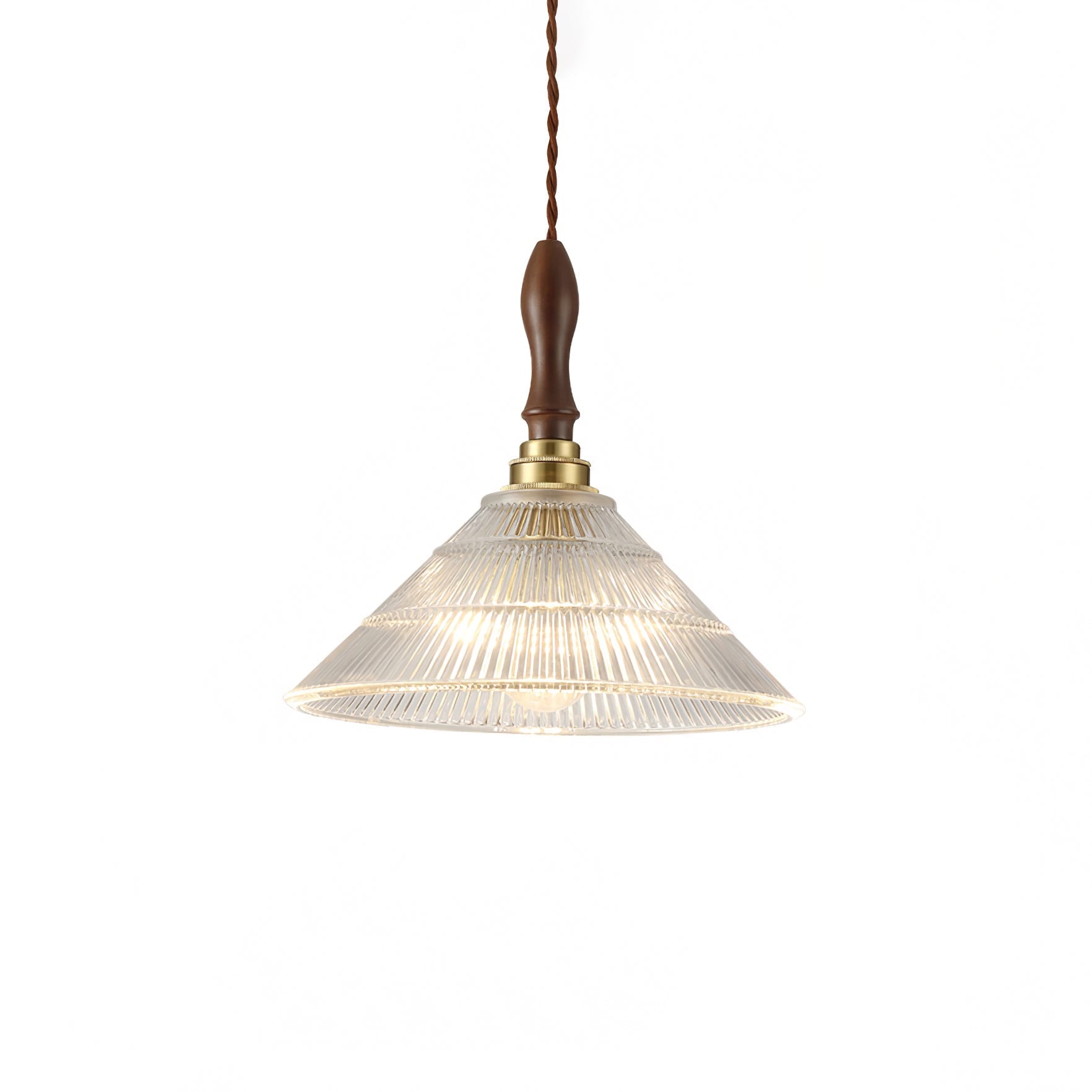 Arcara Vintage Ripple Glass Wood Pendant Lamp-Neutral Decor