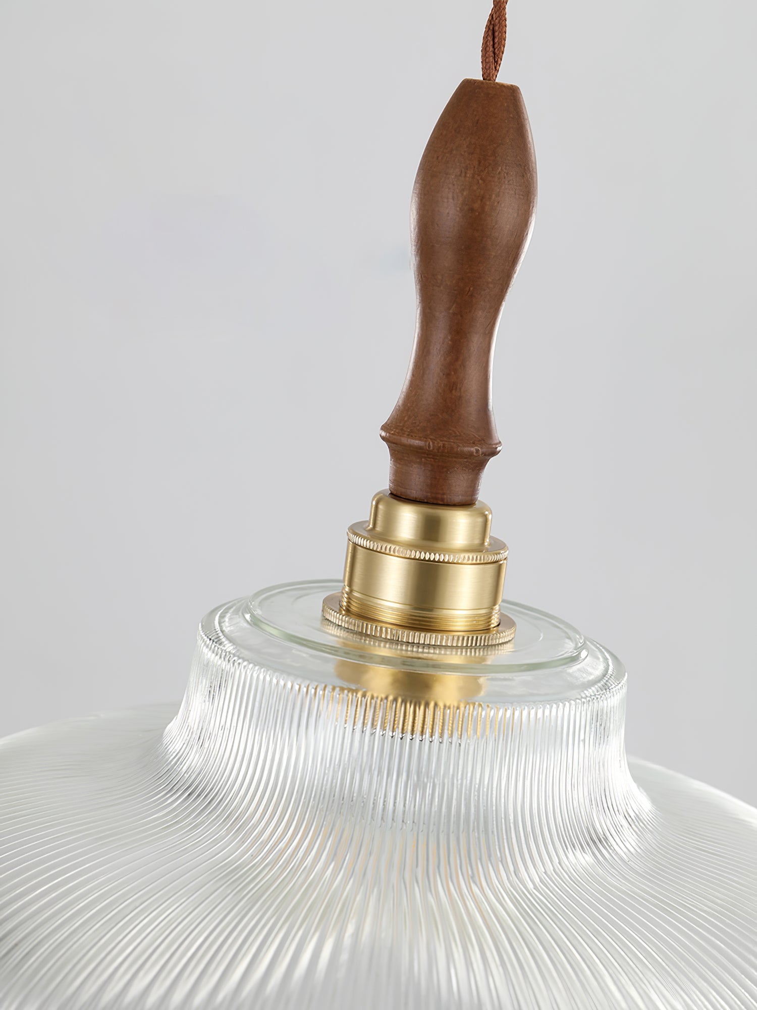 Arcara Vintage Ripple Glass Wood Pendant Lamp-Neutral Decor