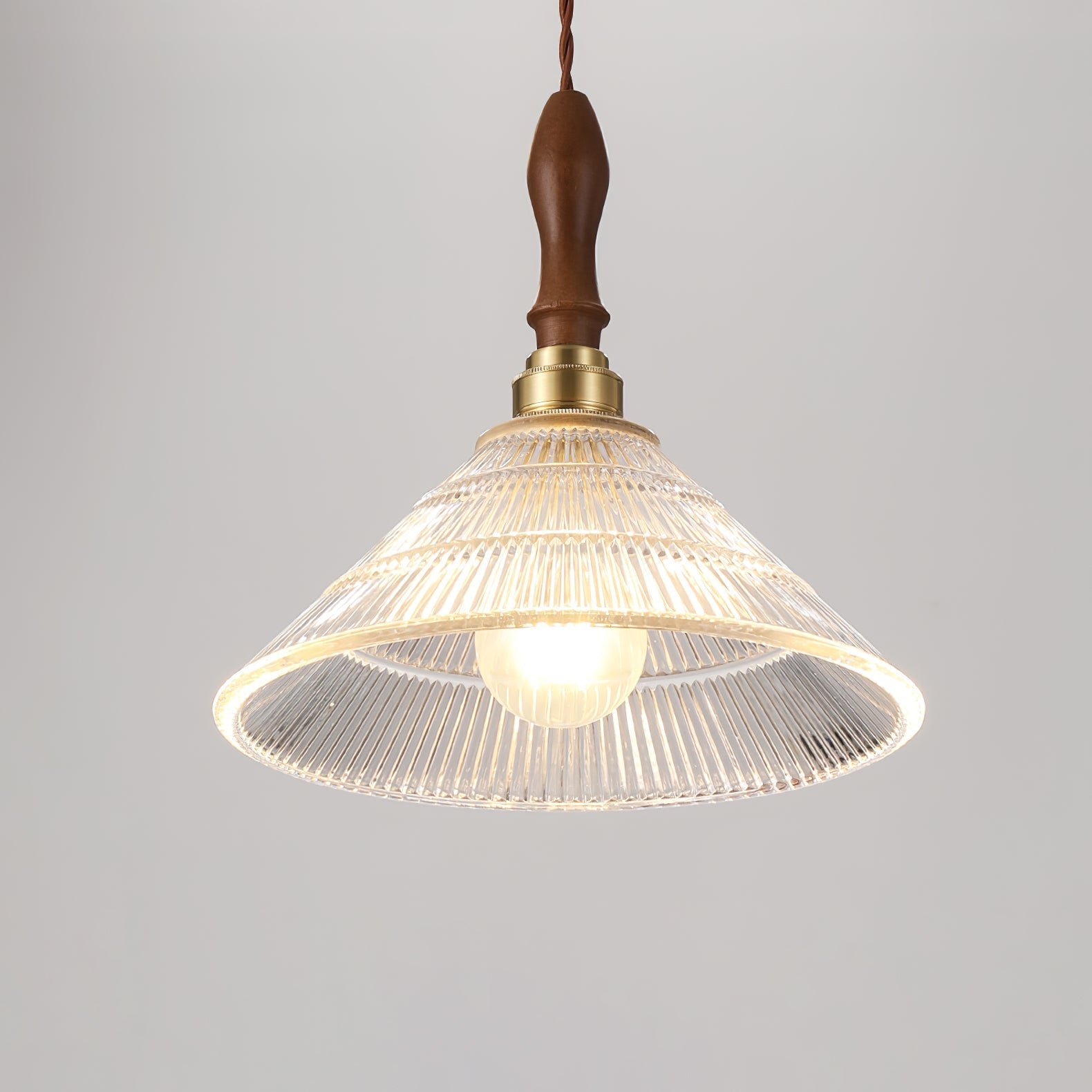 Arcara Vintage Ripple Glass Wood Pendant Lamp-Neutral Decor