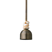 Boston Pendant Lamp with an antique brass shade and white marble body.