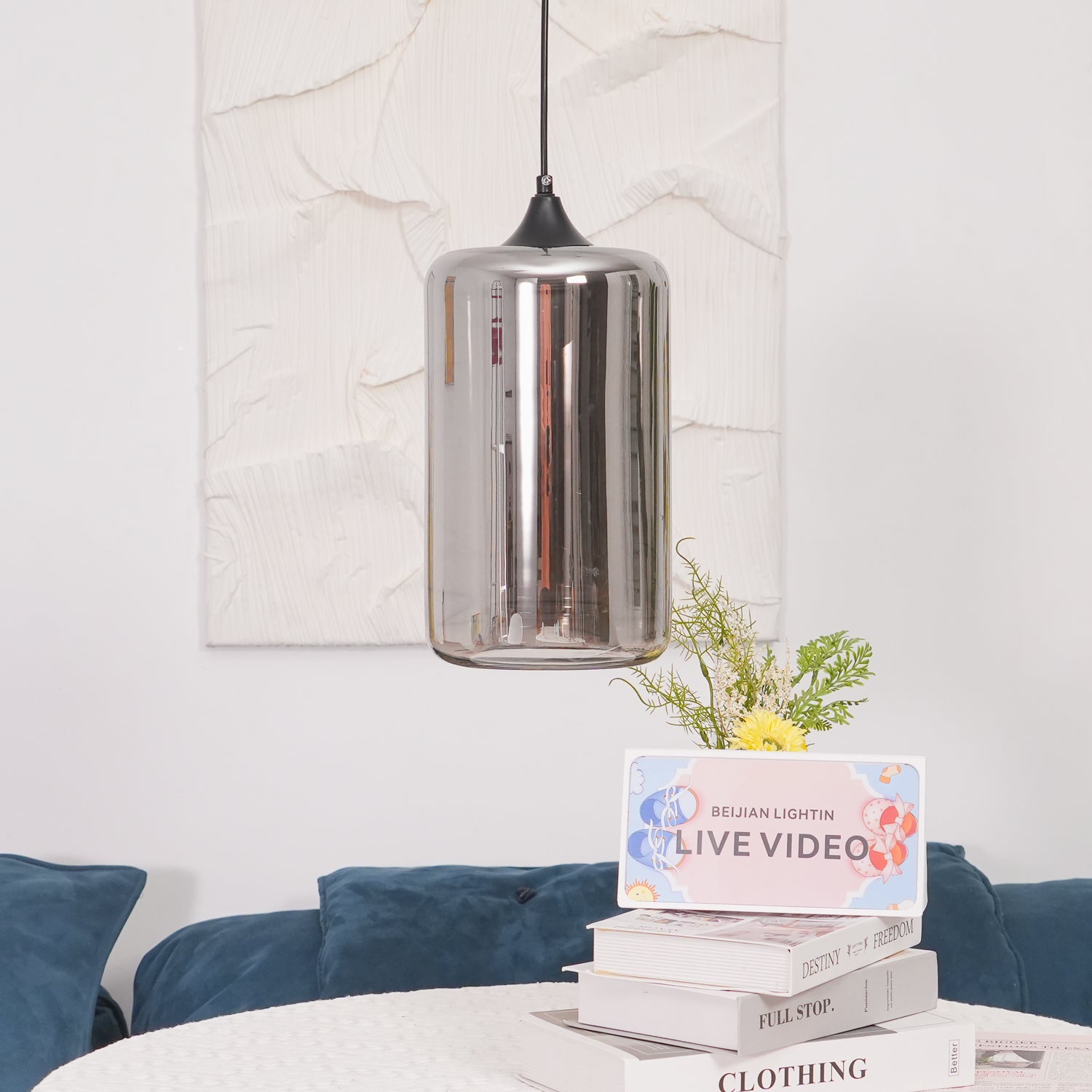 Mirelia Glass Industrial Pendant Light-Neutral Decor