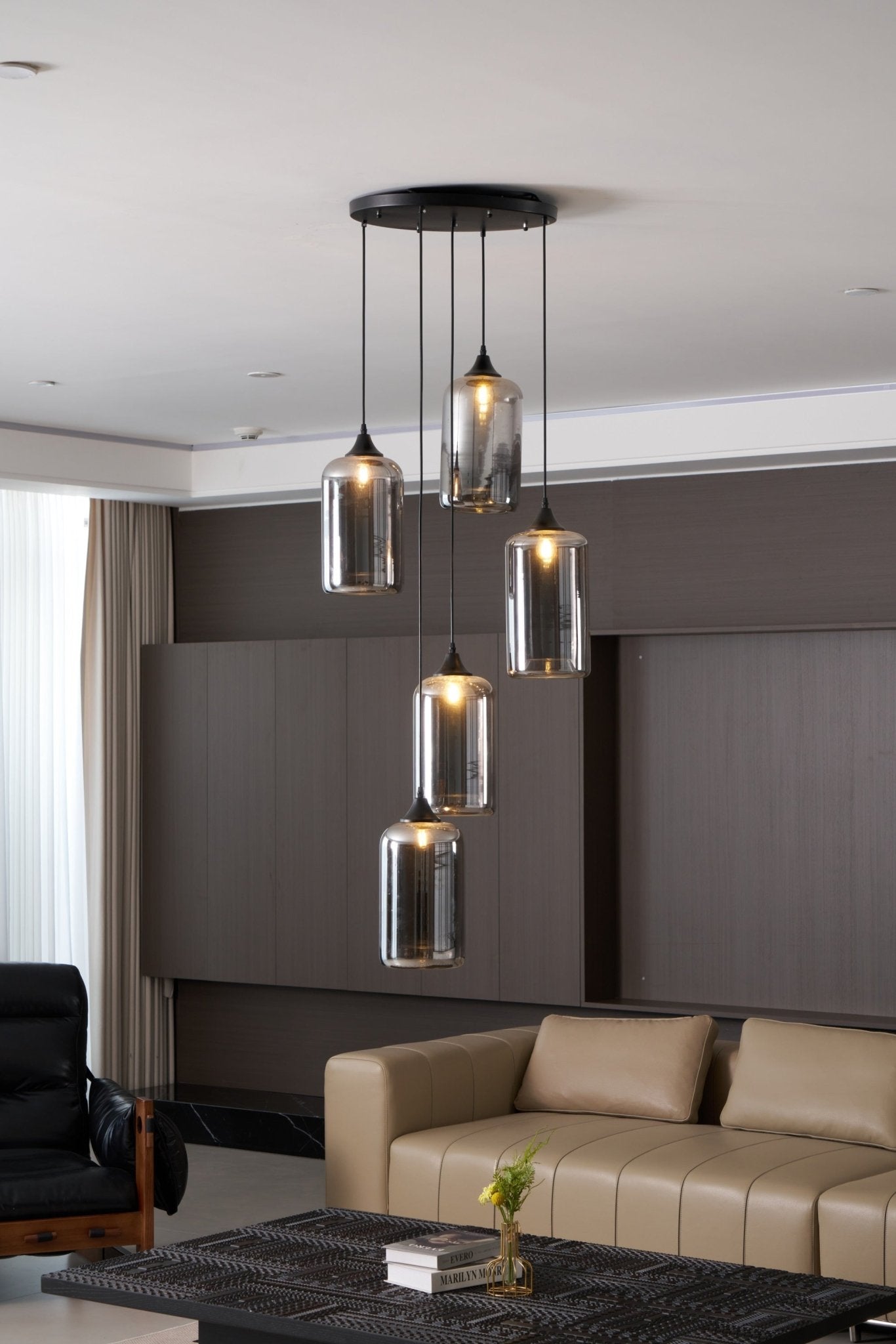 Mirelia Glass Industrial Pendant Light-Neutral Decor