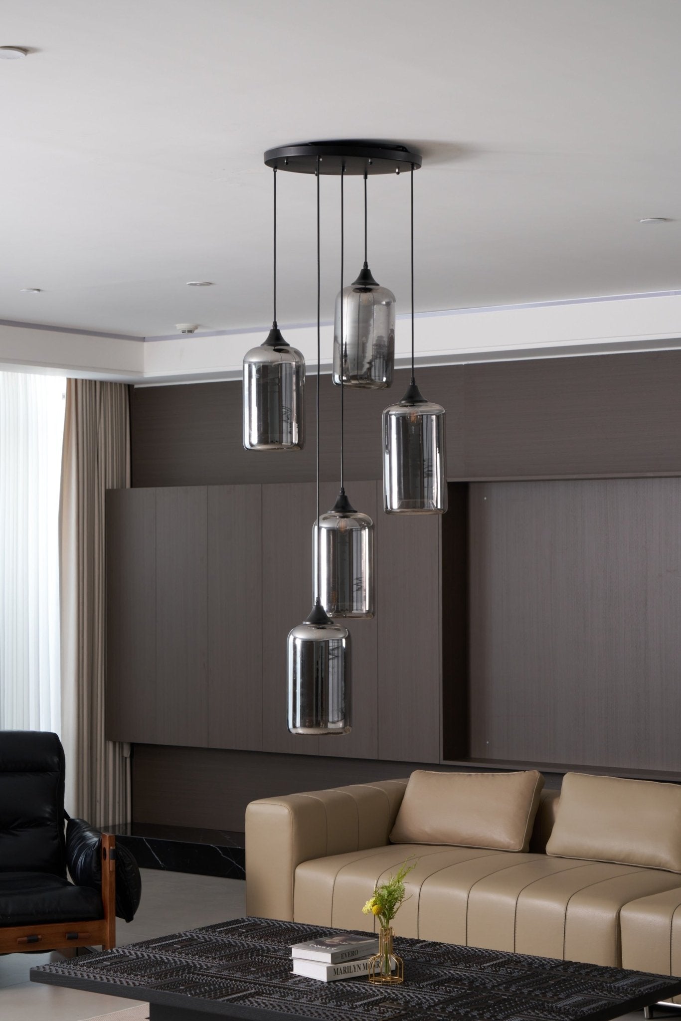 Tevely Glass Industrial Chic Pendant Light-Neutral Decor