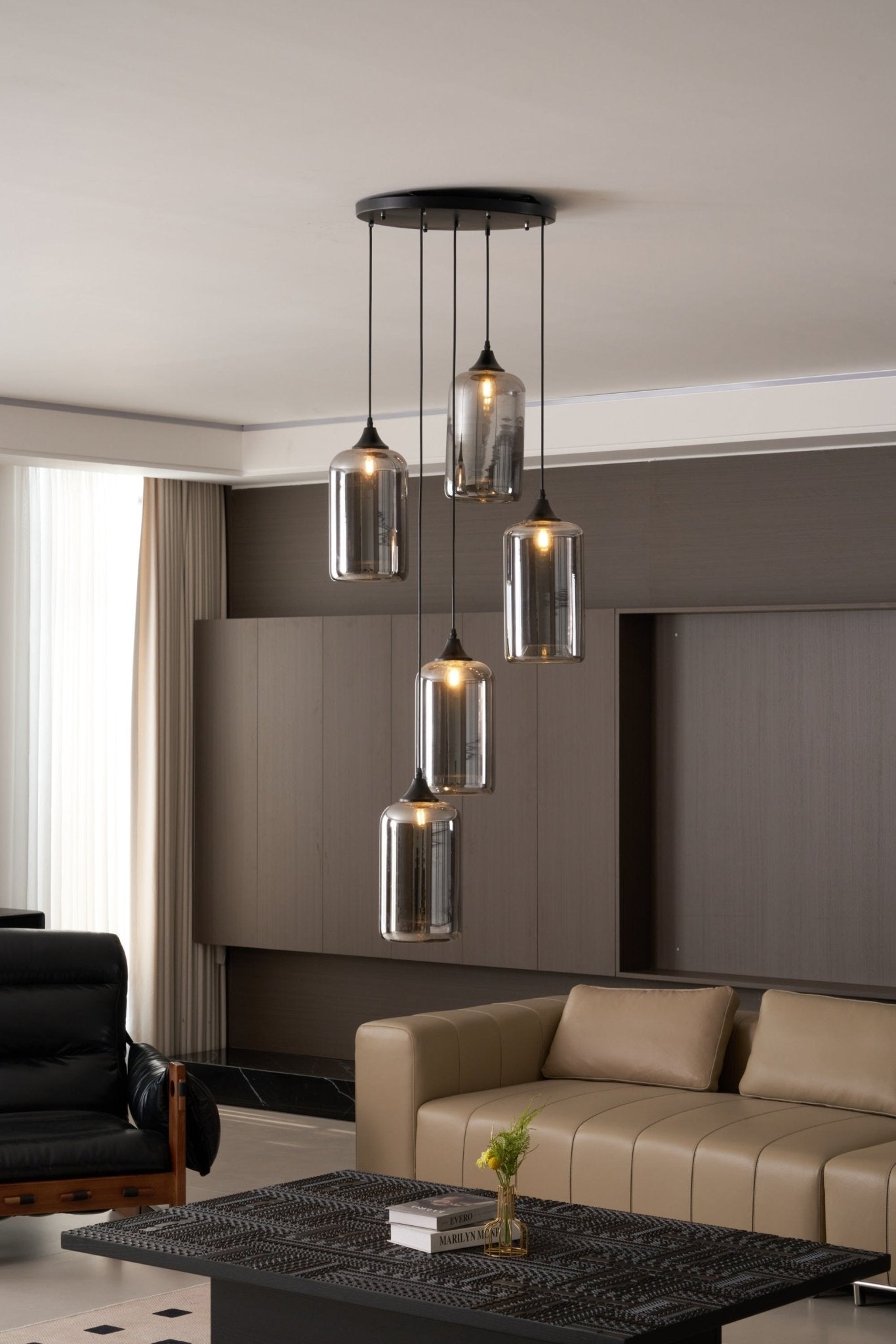 Tevely Glass Industrial Chic Pendant Light-Neutral Decor
