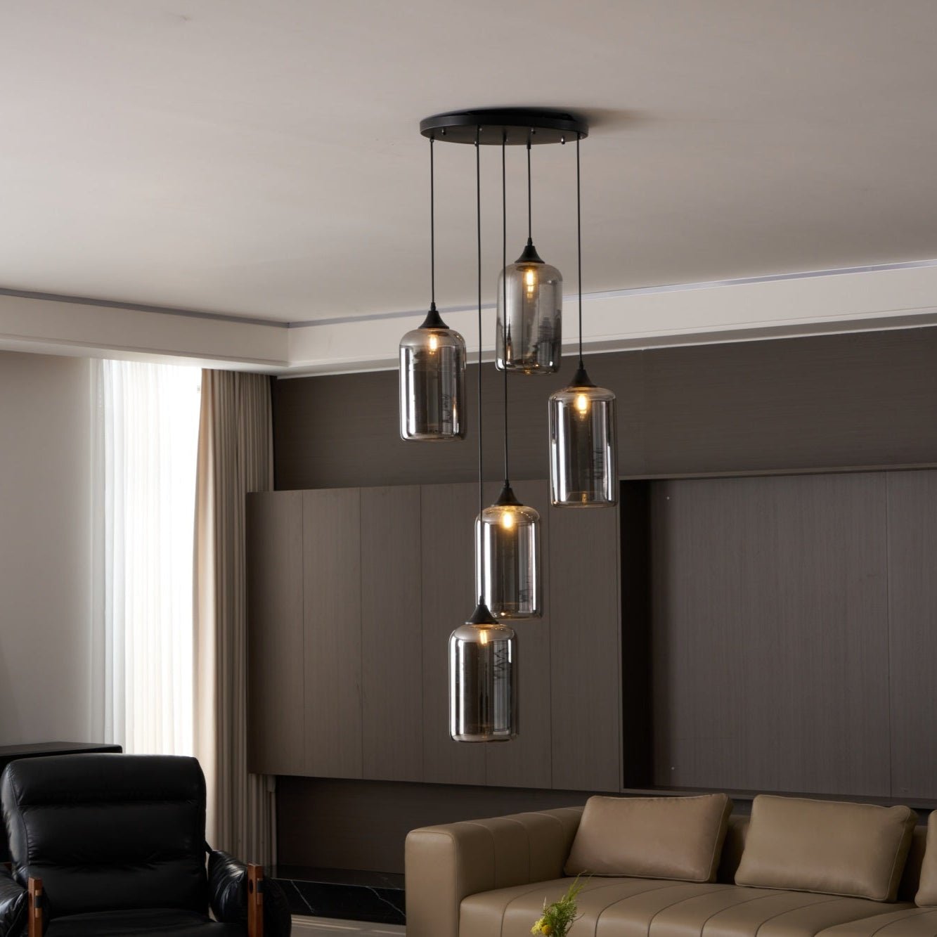 Tevely Glass Industrial Chic Pendant Light-Neutral Decor