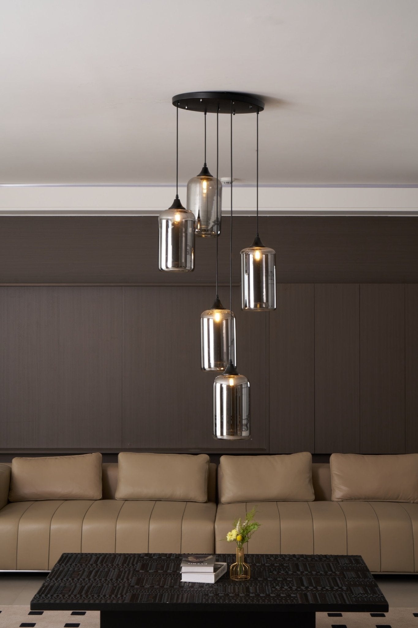 Mirelia Glass Industrial Pendant Light-Neutral Decor