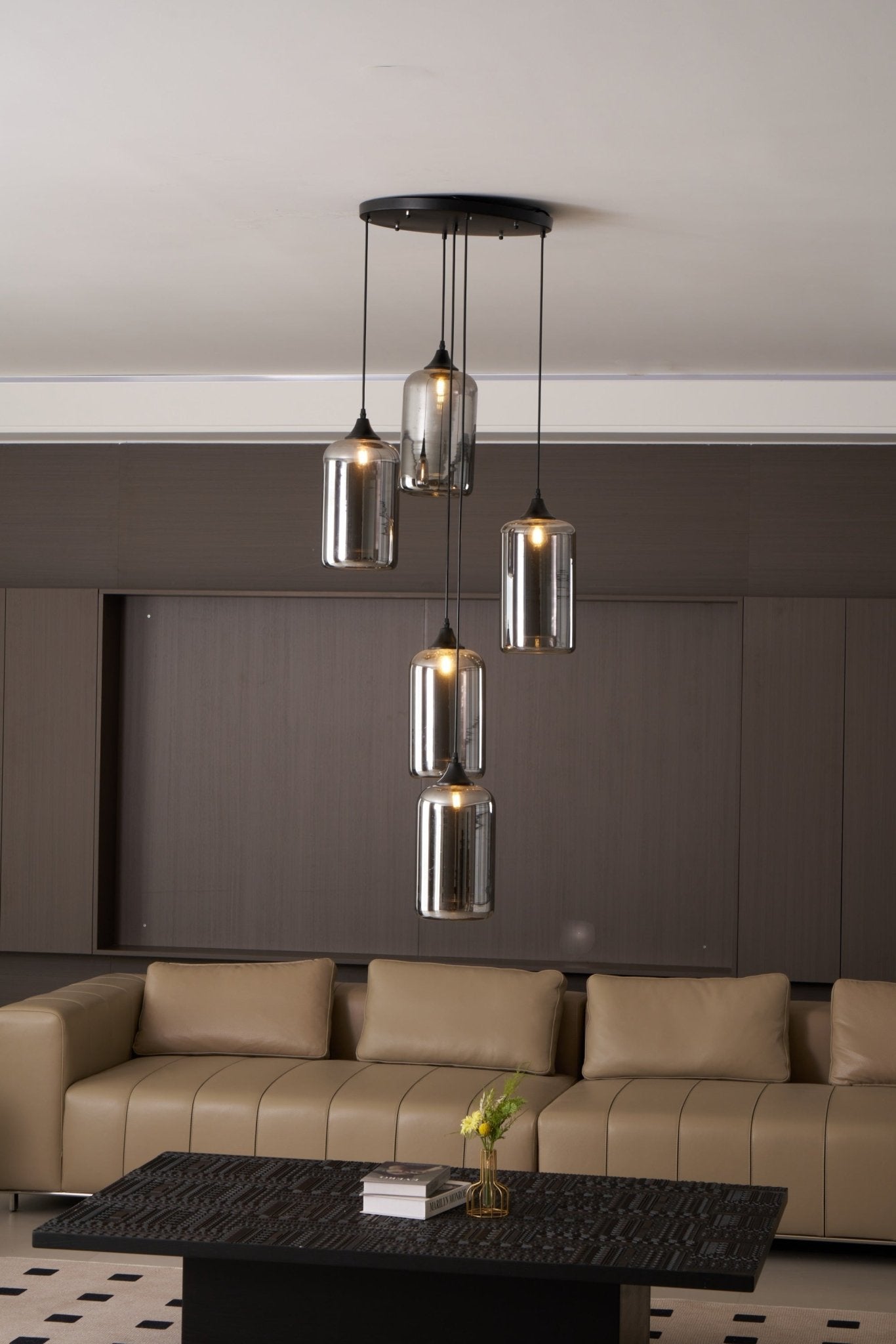 Tevely Glass Industrial Chic Pendant Light-Neutral Decor