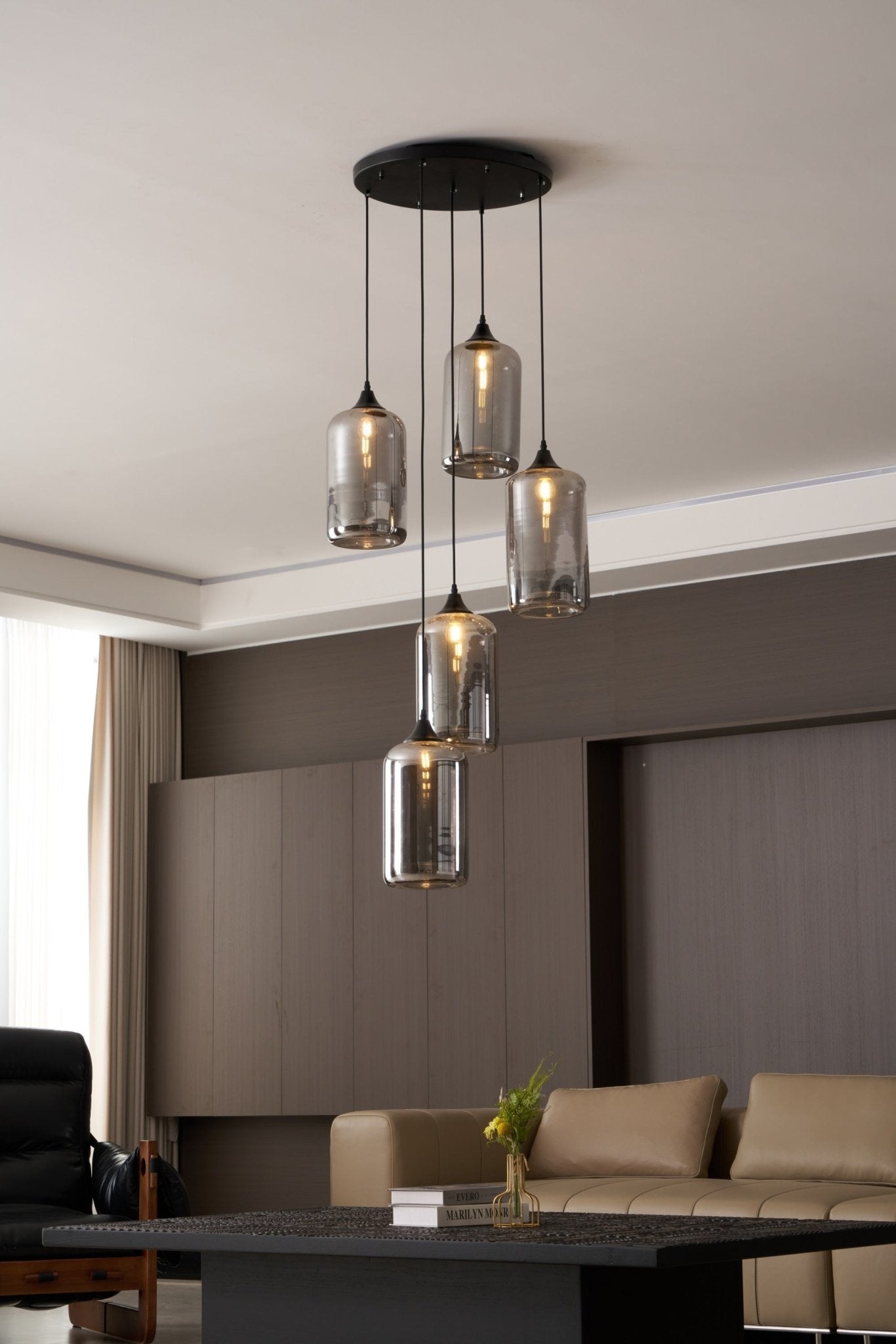 Tevely Glass Industrial Chic Pendant Light-Neutral Decor