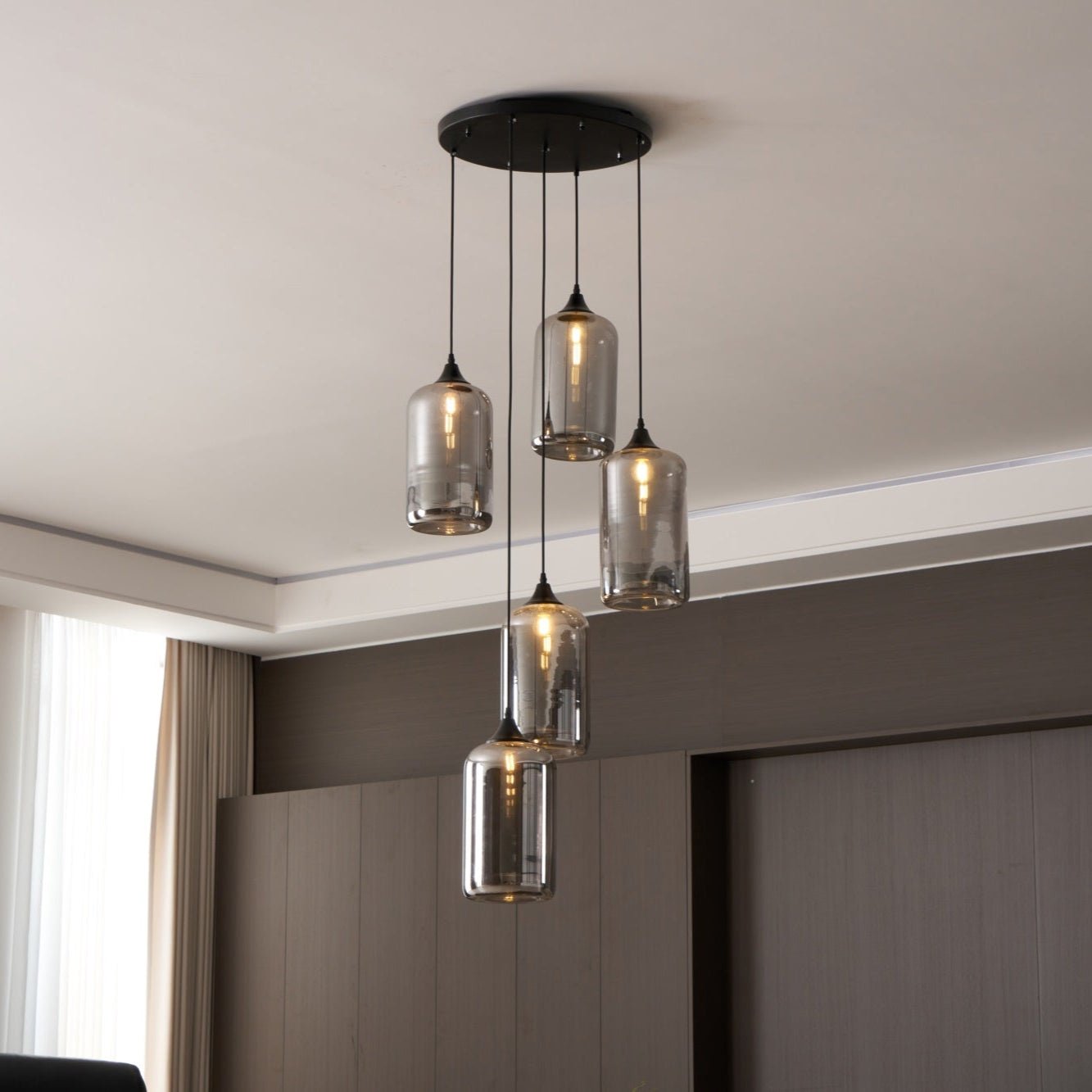 Mirelia Glass Industrial Pendant Light-Neutral Decor