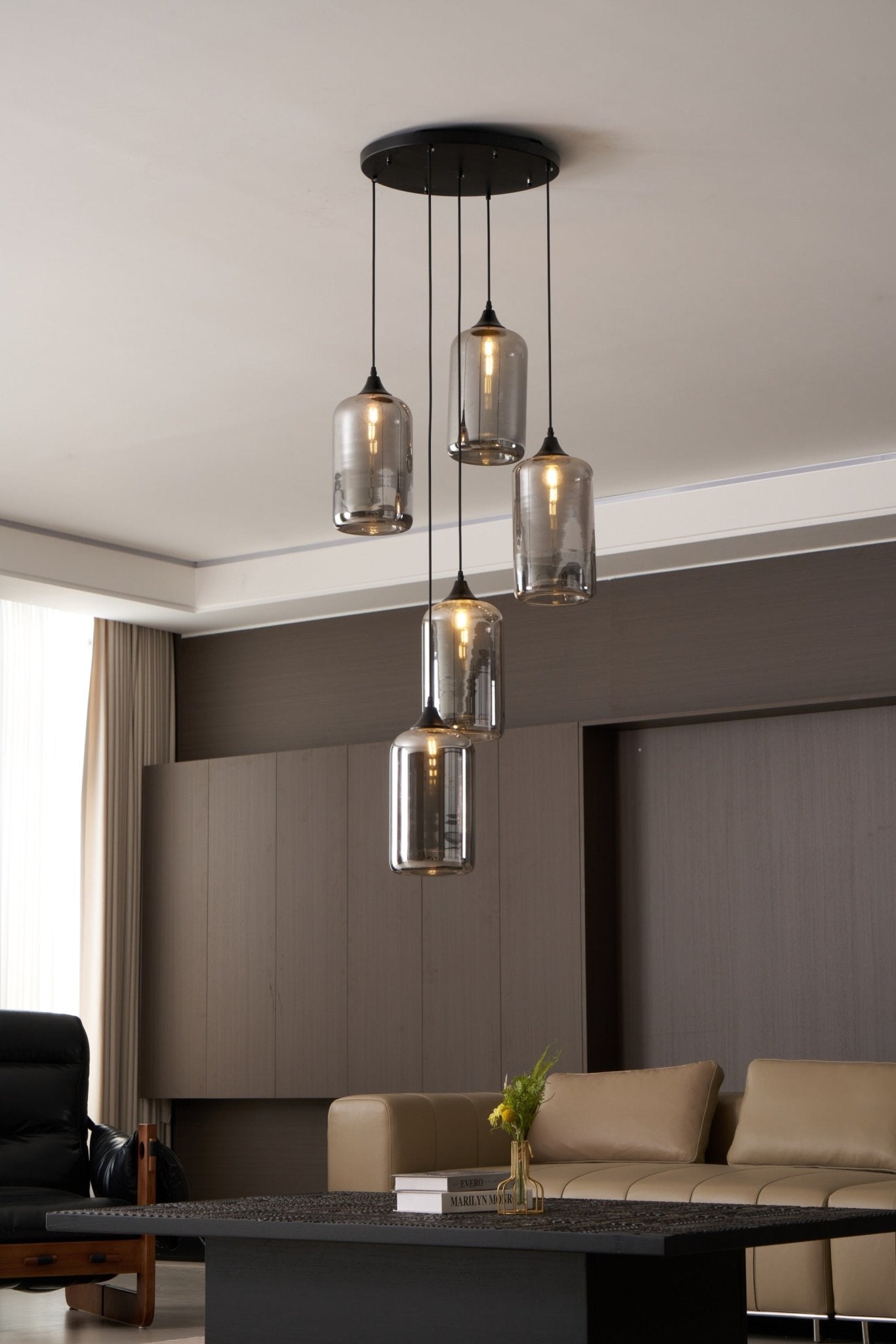 Tevely Glass Industrial Chic Pendant Light-Neutral Decor