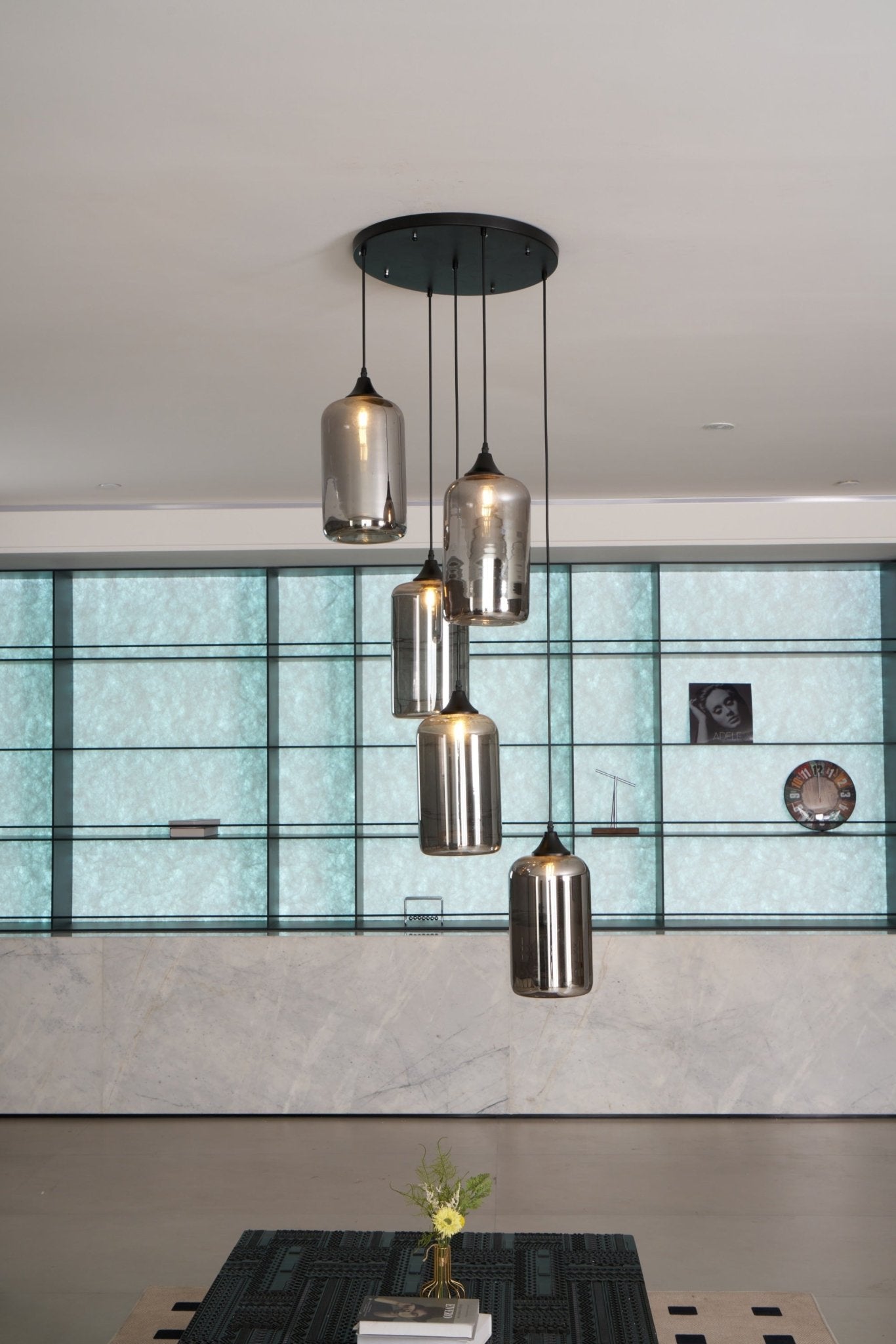 Tevely Glass Industrial Chic Pendant Light-Neutral Decor