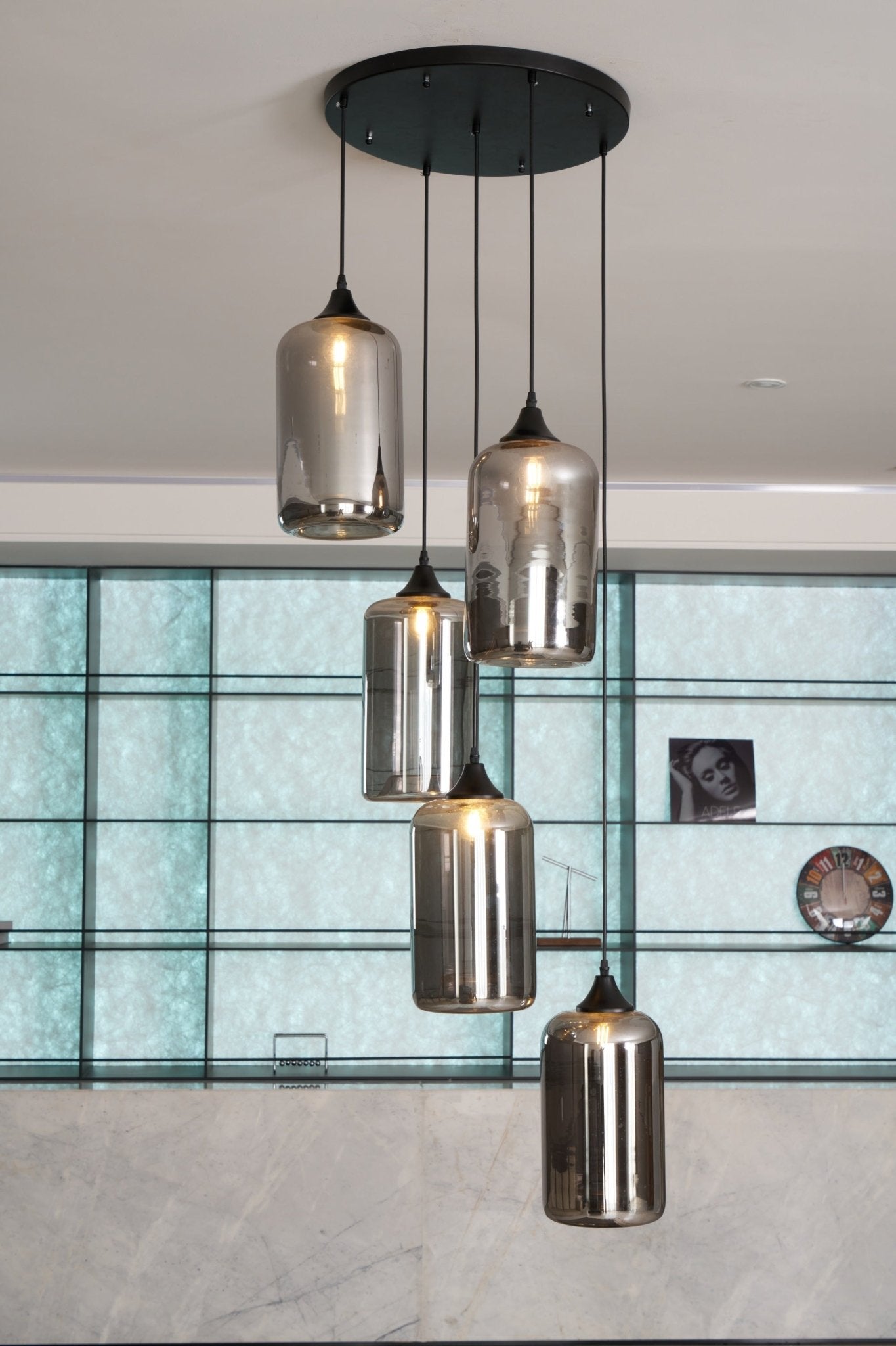 Mirelia Glass Industrial Pendant Light-Neutral Decor