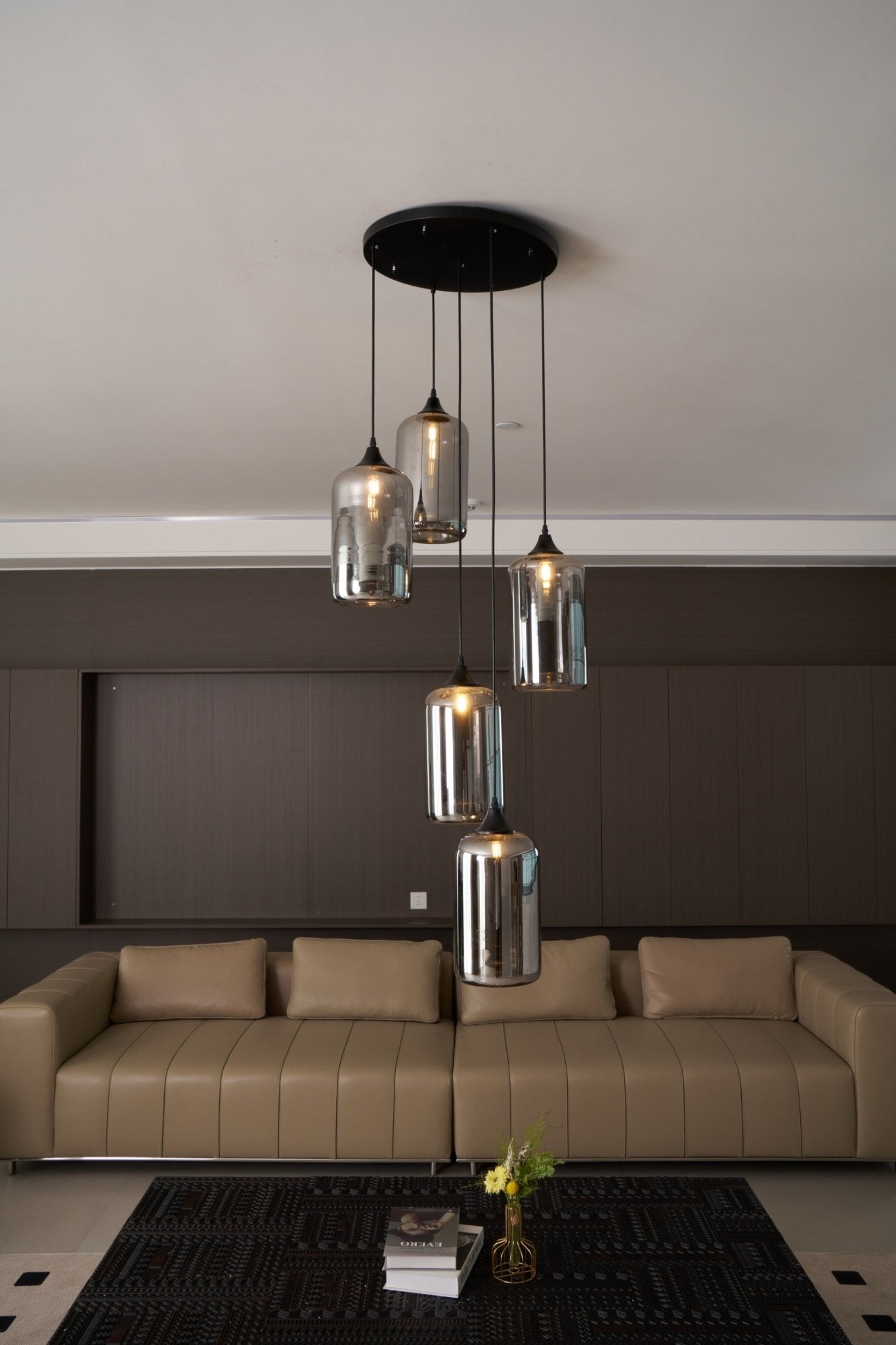 Tevely Glass Industrial Chic Pendant Light-Neutral Decor