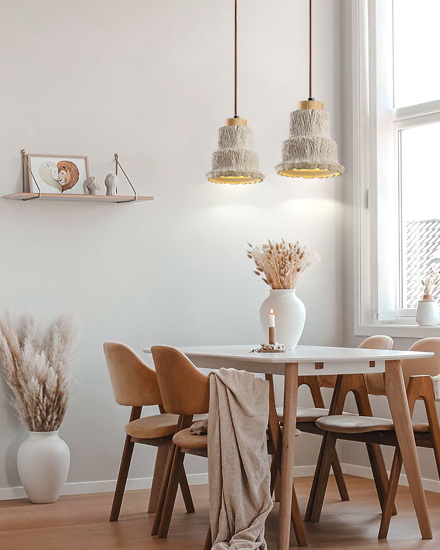 Esilara Tiered Travertine Pendant Light-Neutral Decor