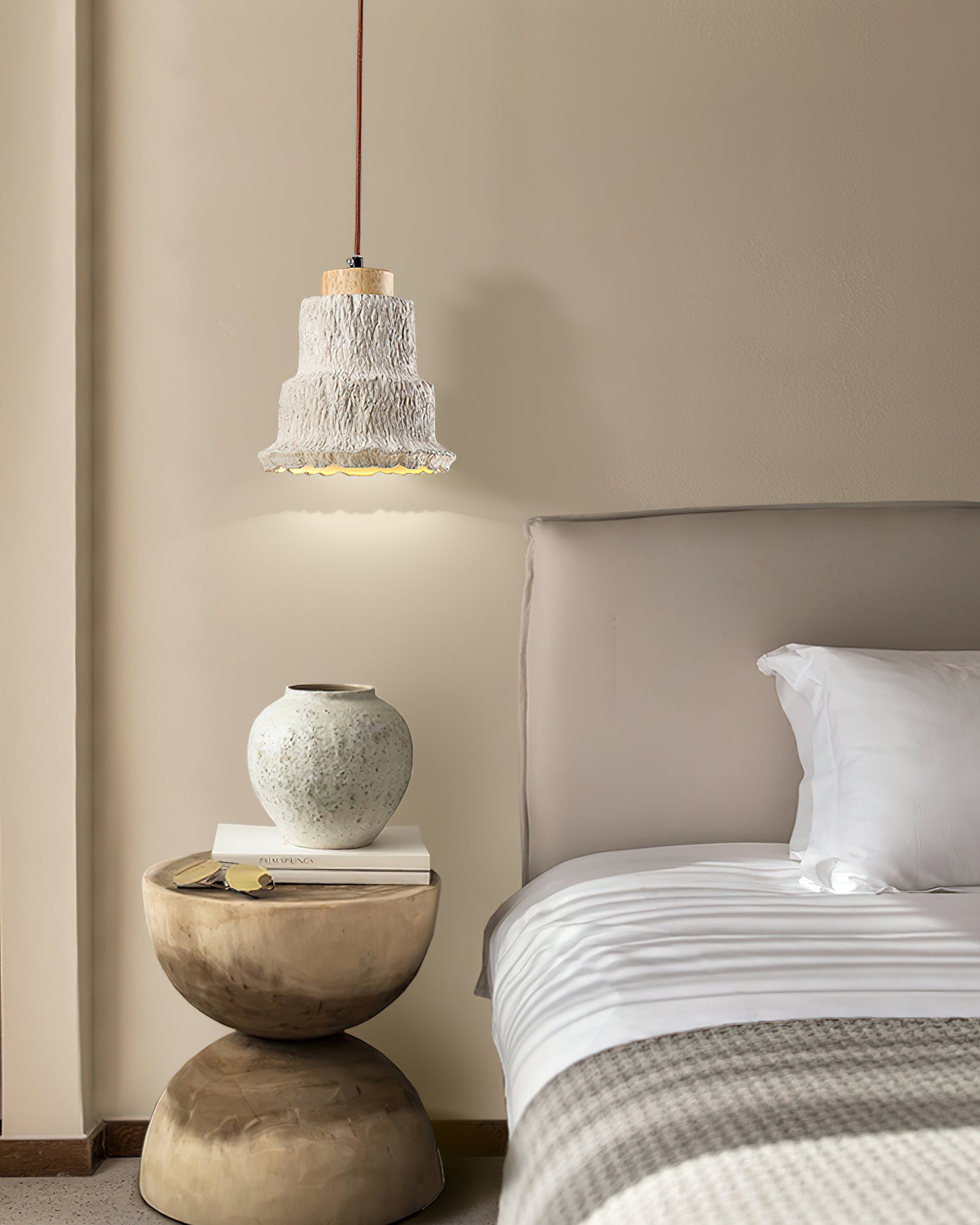Esilara Tiered Travertine Pendant Light-Neutral Decor
