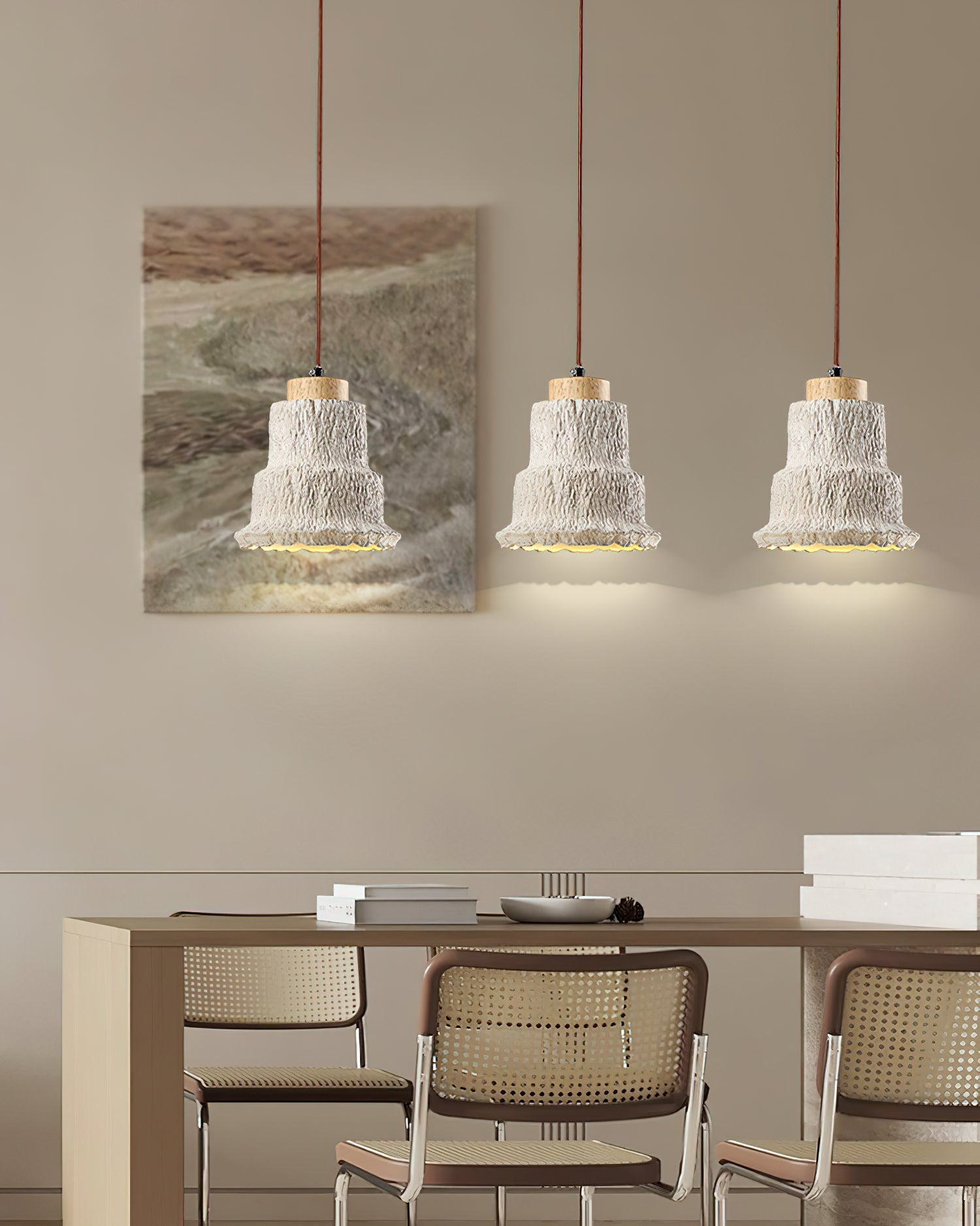 Esilara Tiered Travertine Pendant Light-Neutral Decor