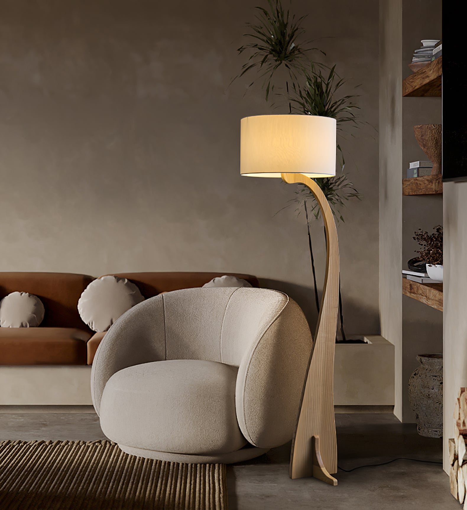 Eira Nordic Arc Floor Lamp-Neutral Decor