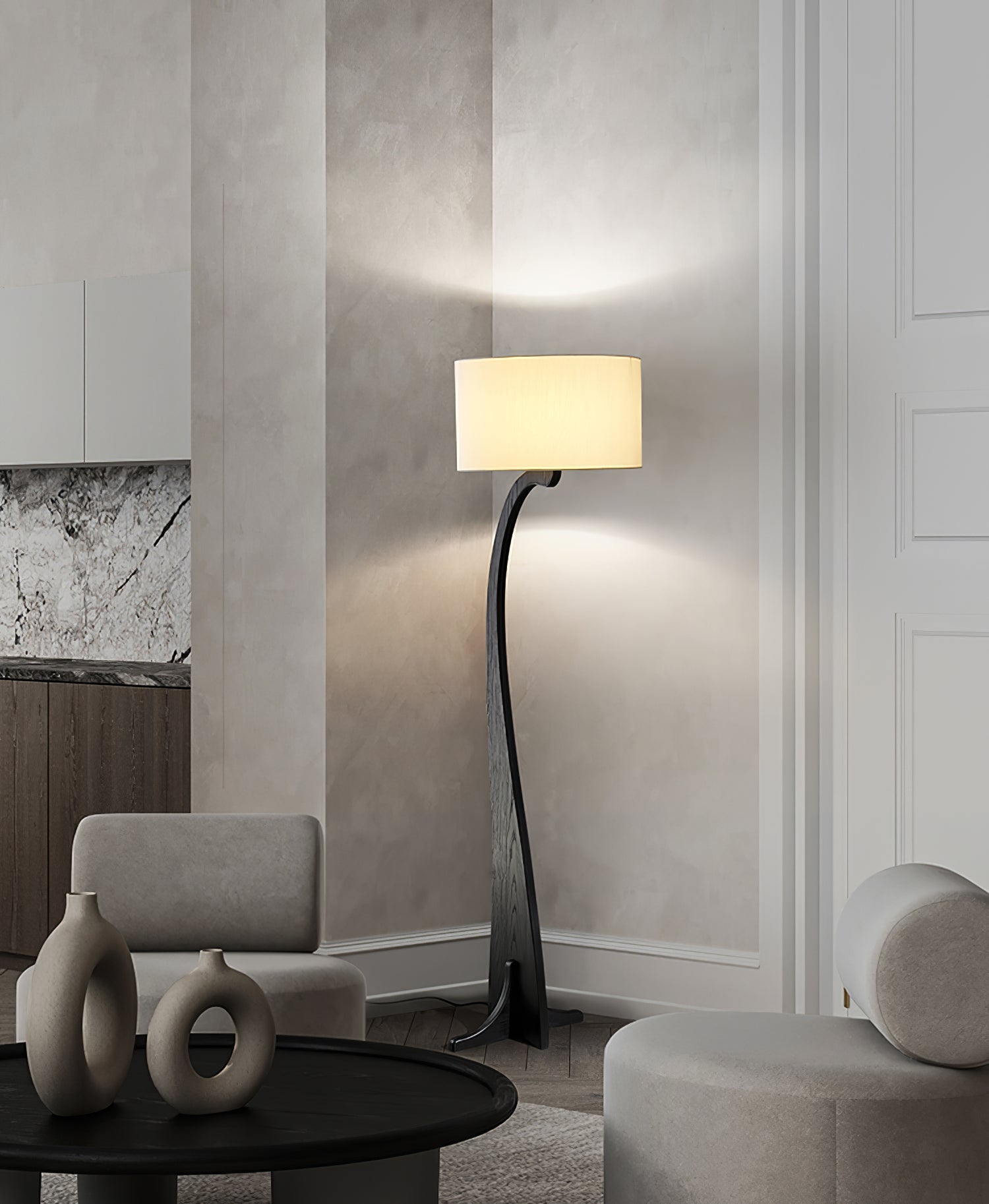 Eira Nordic Arc Floor Lamp-Neutral Decor
