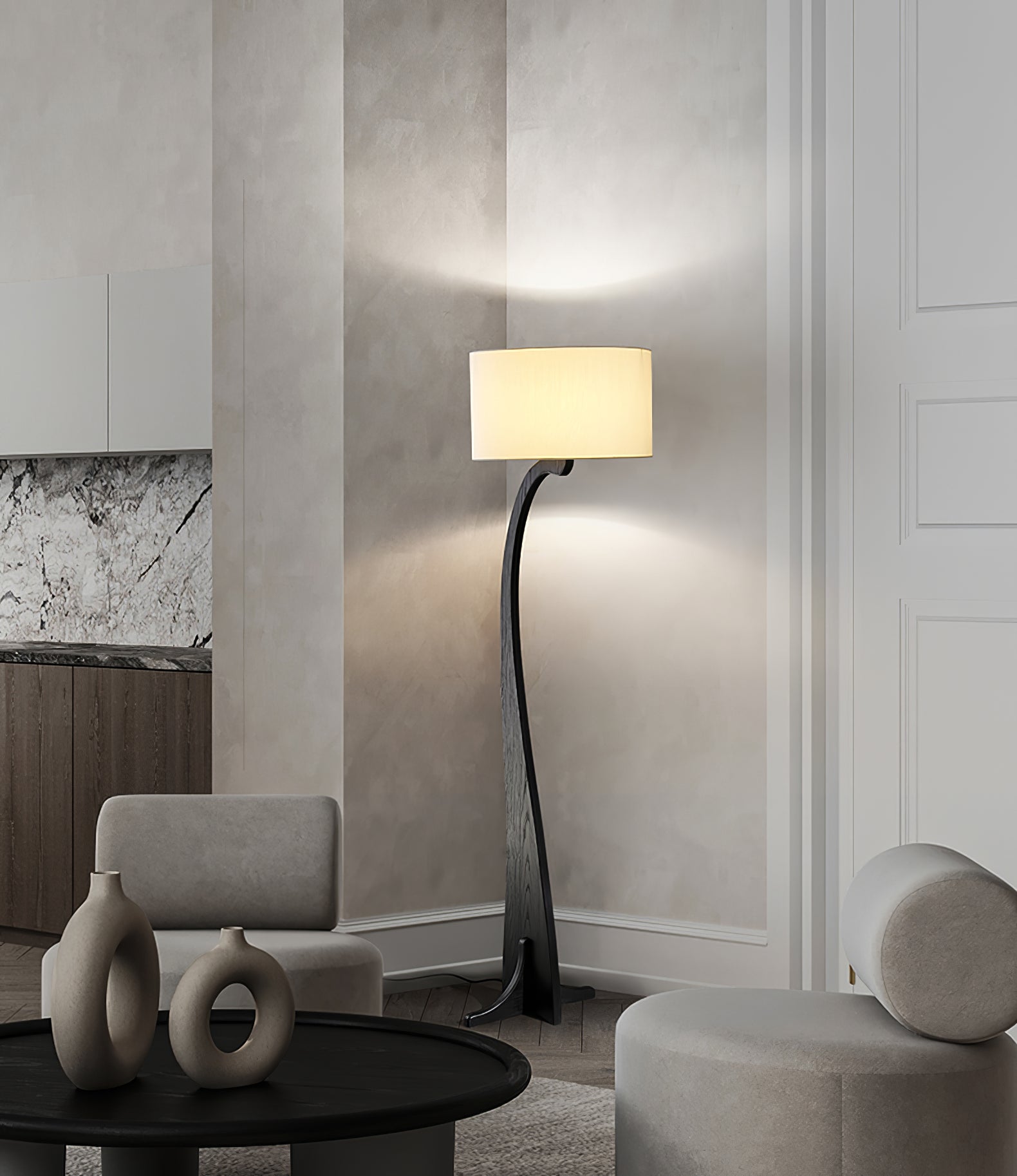 Eira Nordic Arc Floor Lamp-Neutral Decor