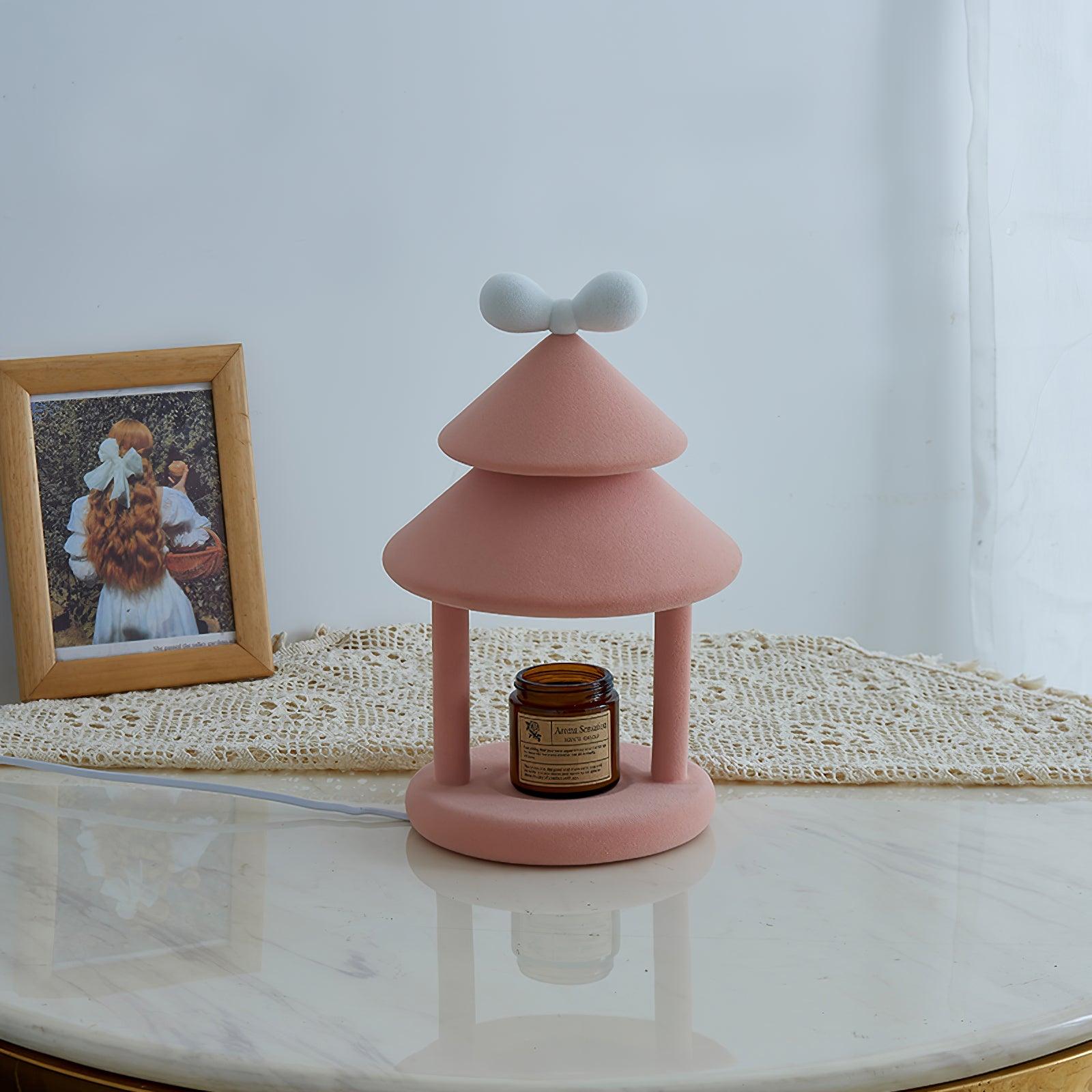 Olvenon Flocked Resin Pagoda Lamp-Neutral Decor