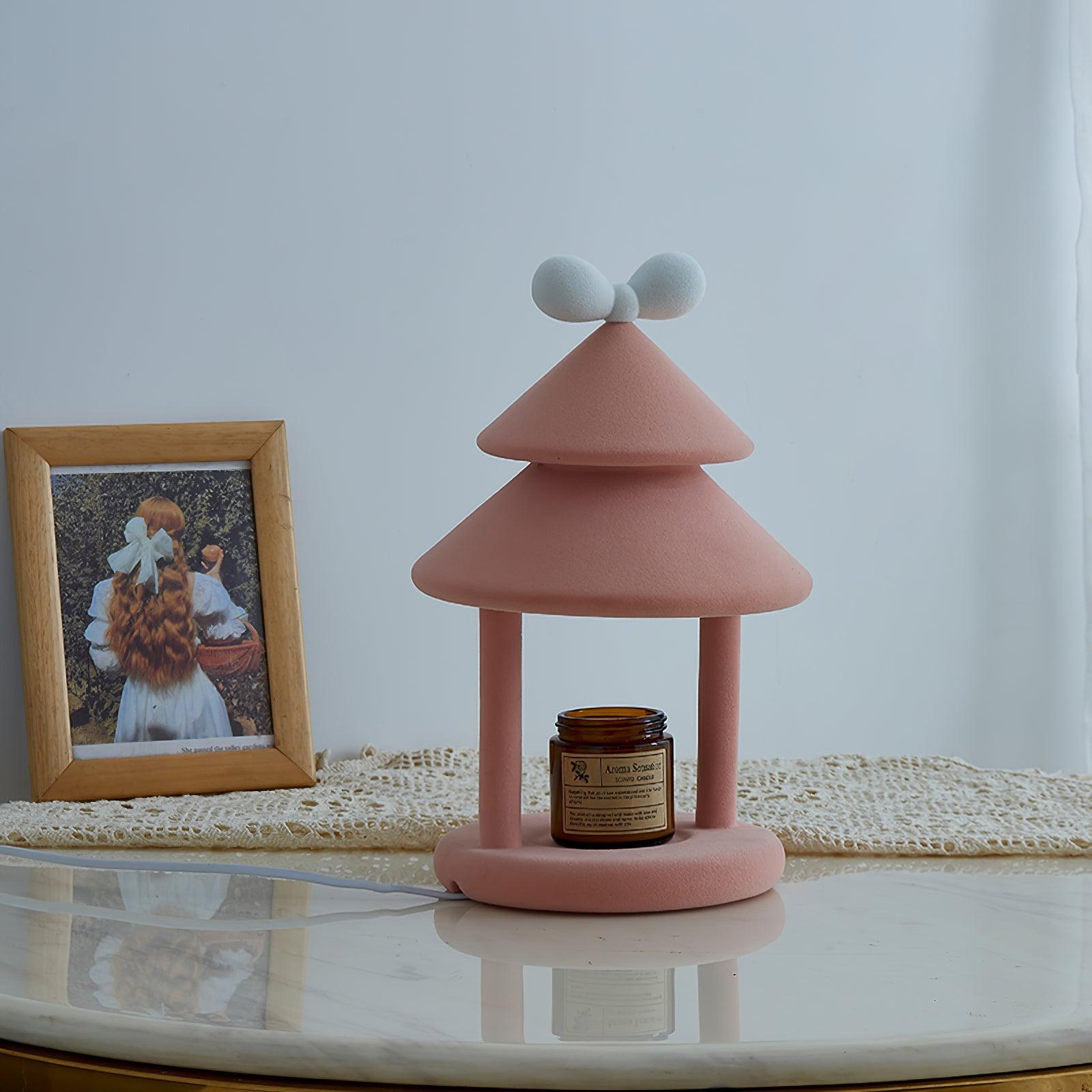 Olvenon Flocked Resin Pagoda Lamp-Neutral Decor