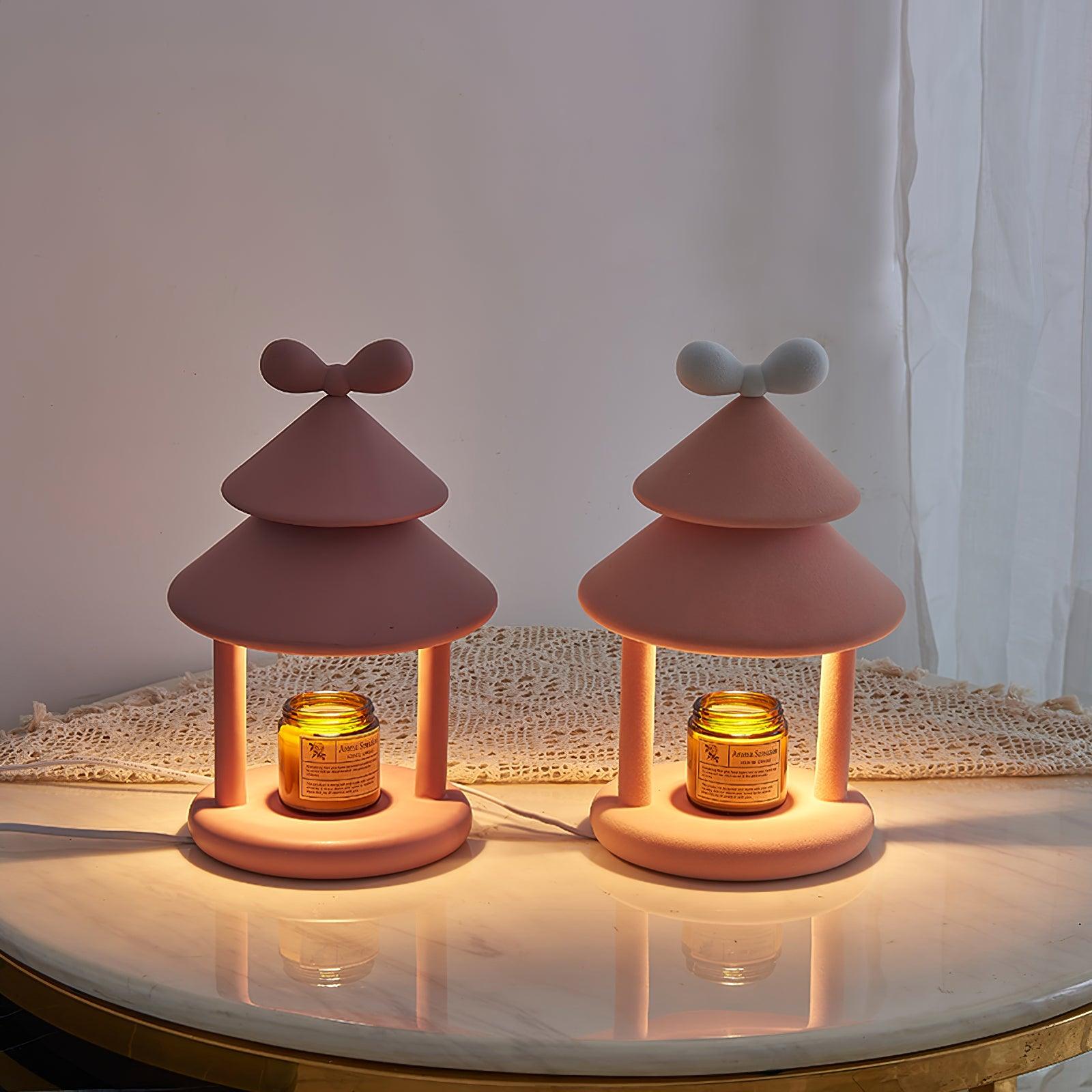 Olvenon Flocked Resin Pagoda Lamp-Neutral Decor