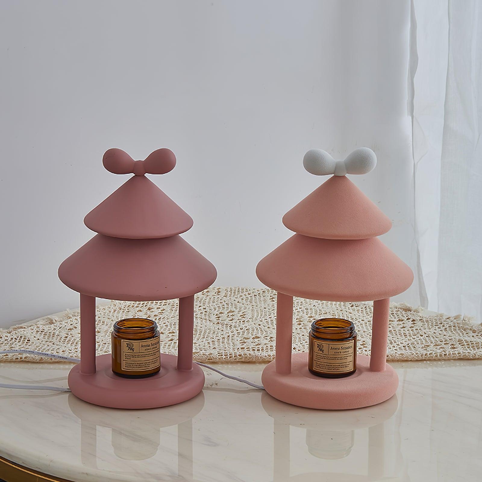 Olvenon Flocked Resin Pagoda Lamp-Neutral Decor