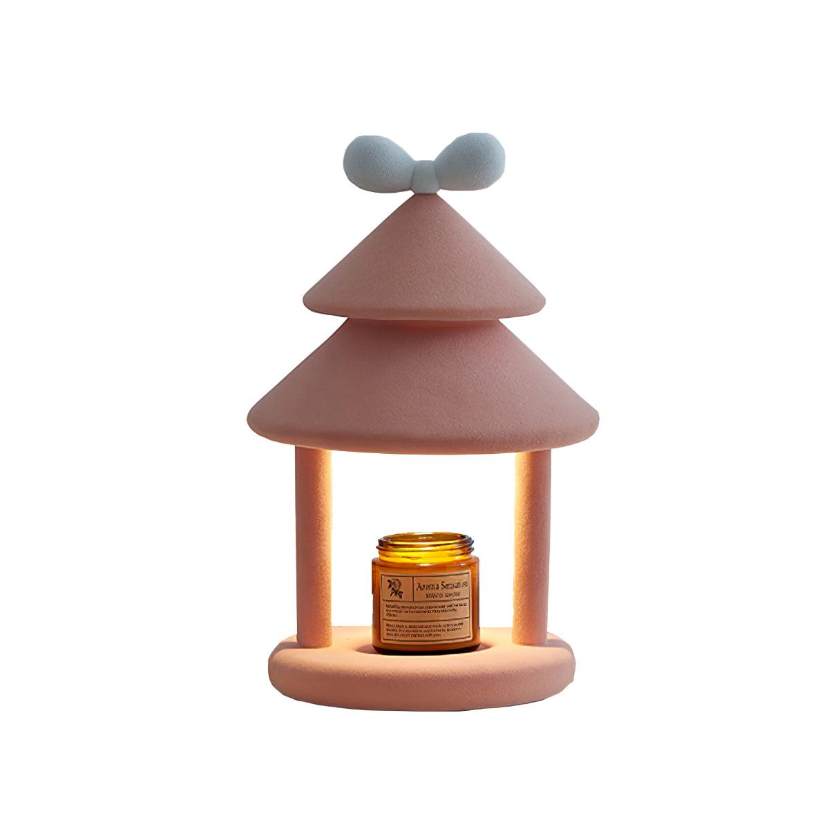 Olvenon Flocked Resin Pagoda Lamp-Neutral Decor