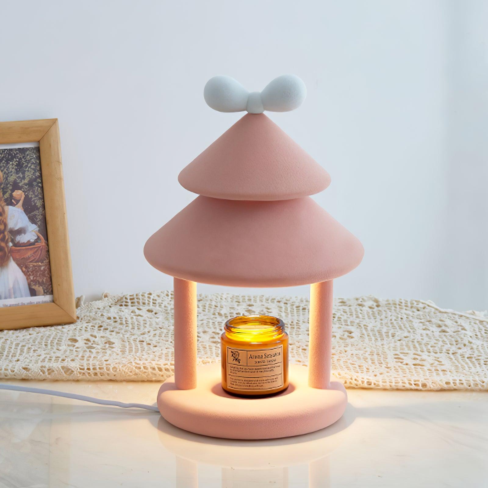 Olvenon Flocked Resin Pagoda Lamp-Neutral Decor