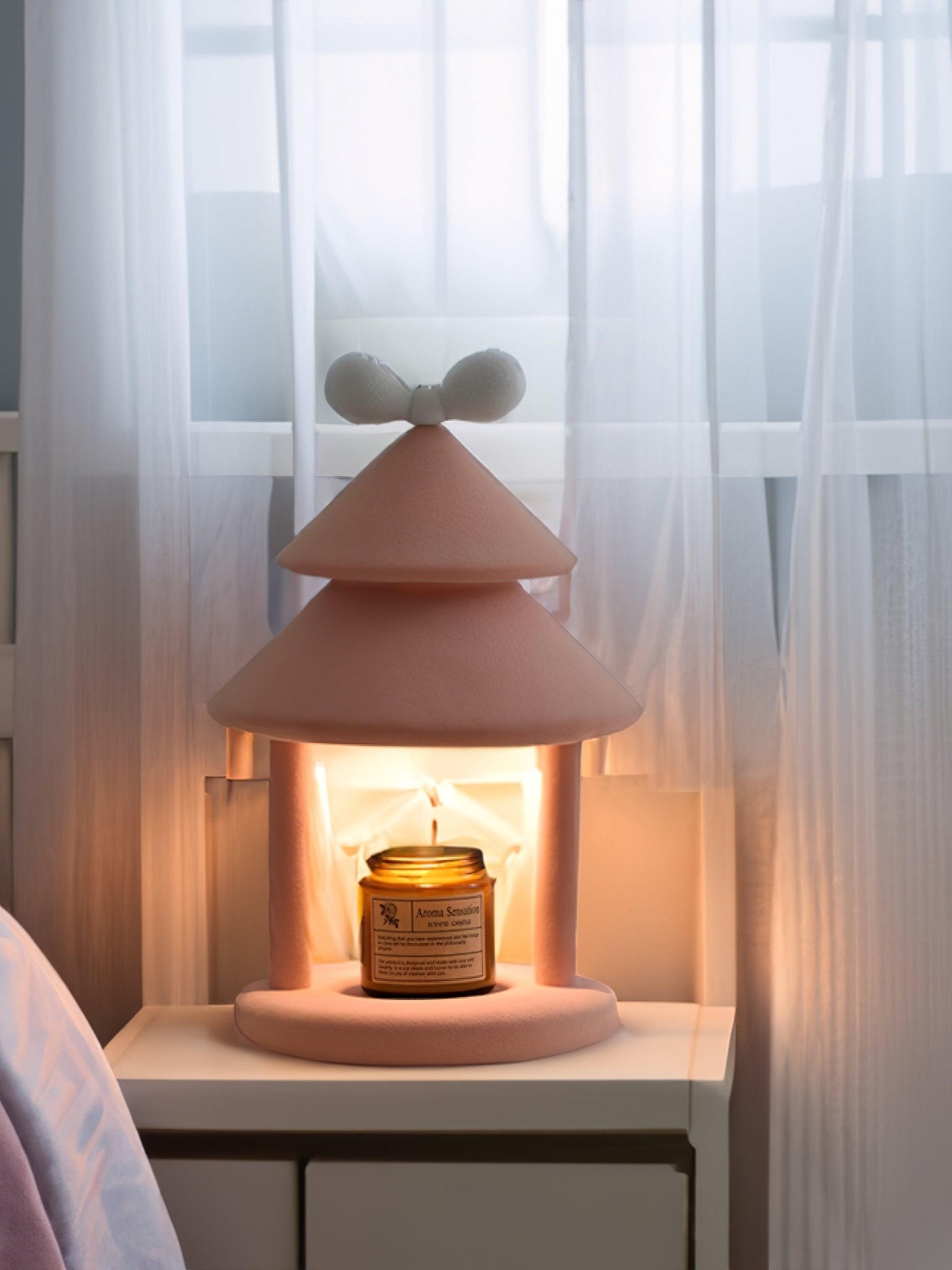 Olvenon Flocked Resin Pagoda Lamp-Neutral Decor