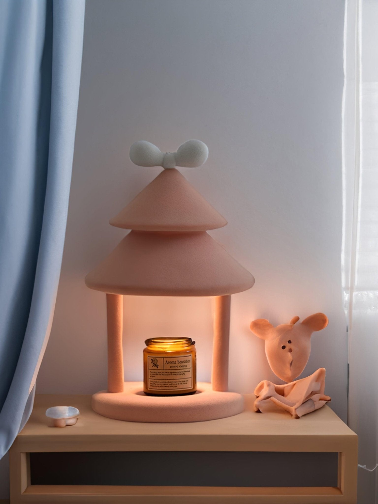 Olvenon Flocked Resin Pagoda Lamp-Neutral Decor