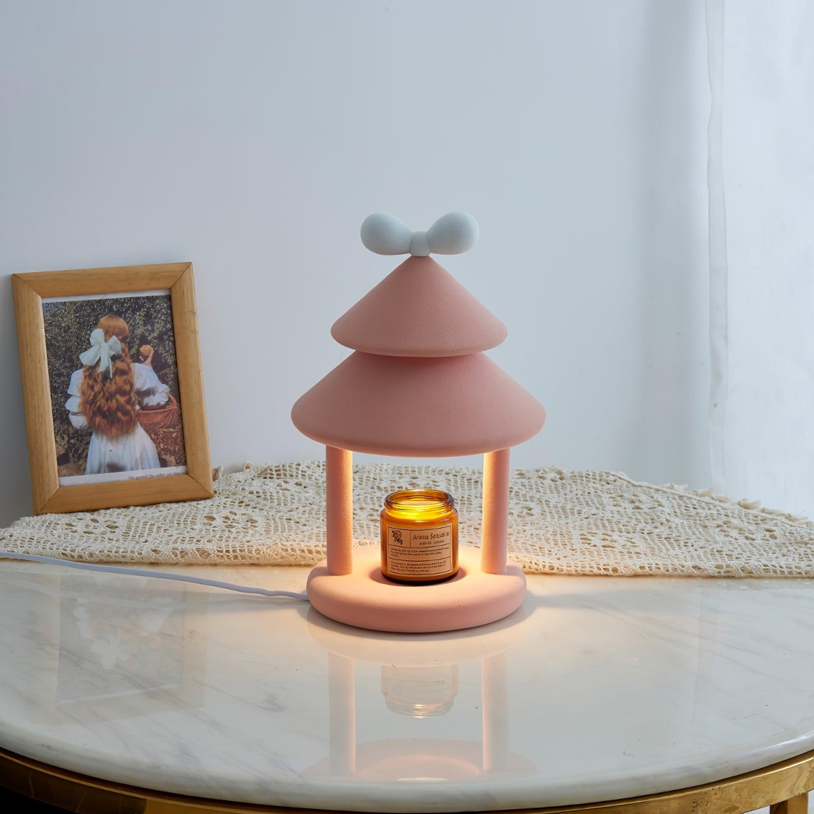 Olvenon Flocked Resin Pagoda Lamp-Neutral Decor