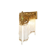 Bow Tie Crystal Wall Lamp in brass finish with clear and green crystal details.