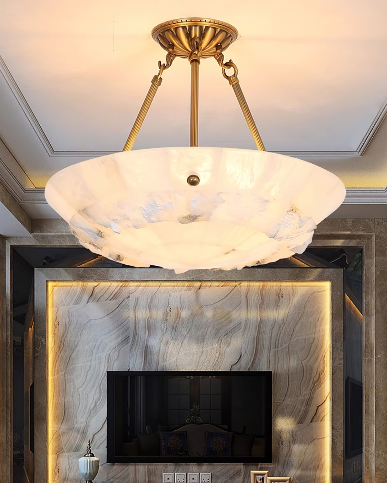 Nomen Bowl Pendant Lamp Alabaster Elegance-Neutral Decor