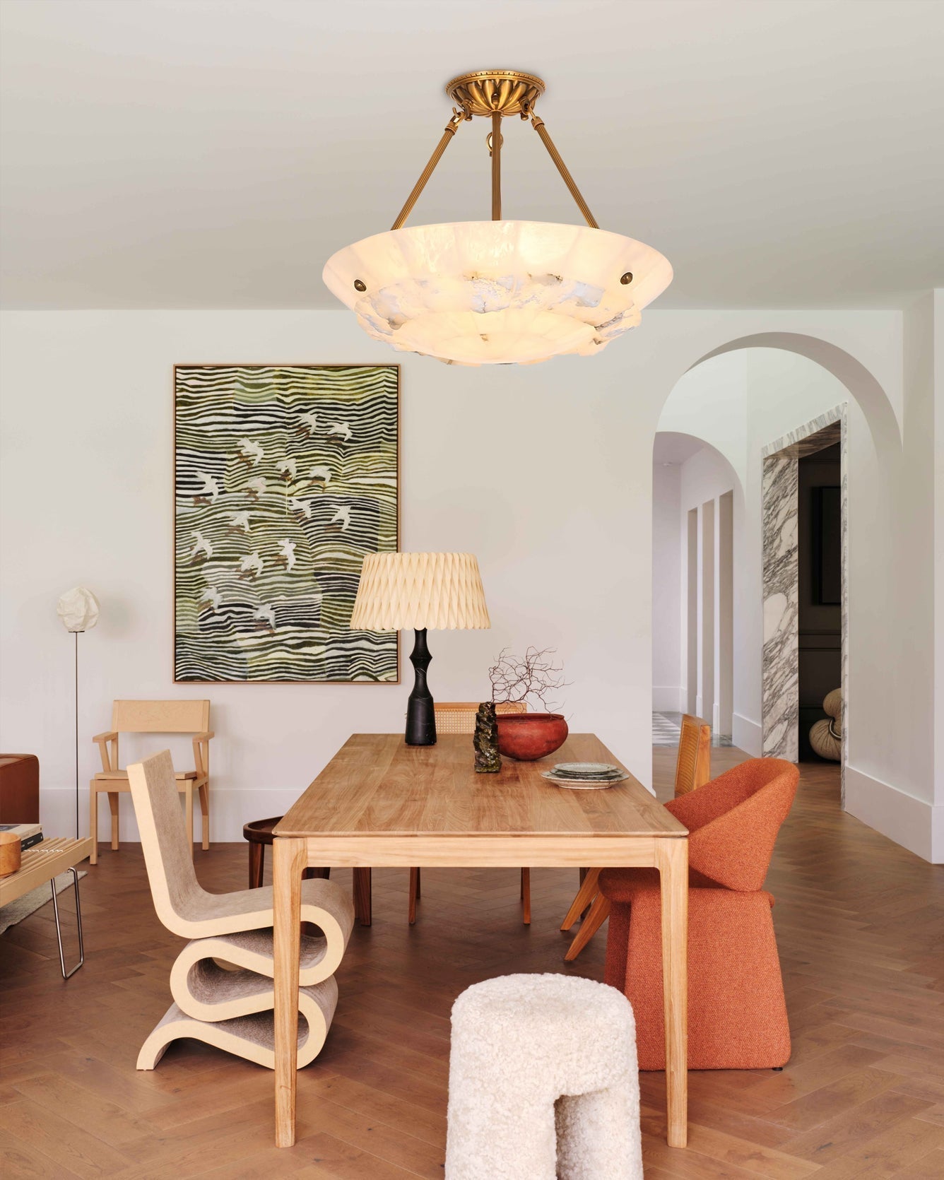Nomen Bowl Pendant Lamp Alabaster Elegance-Neutral Decor