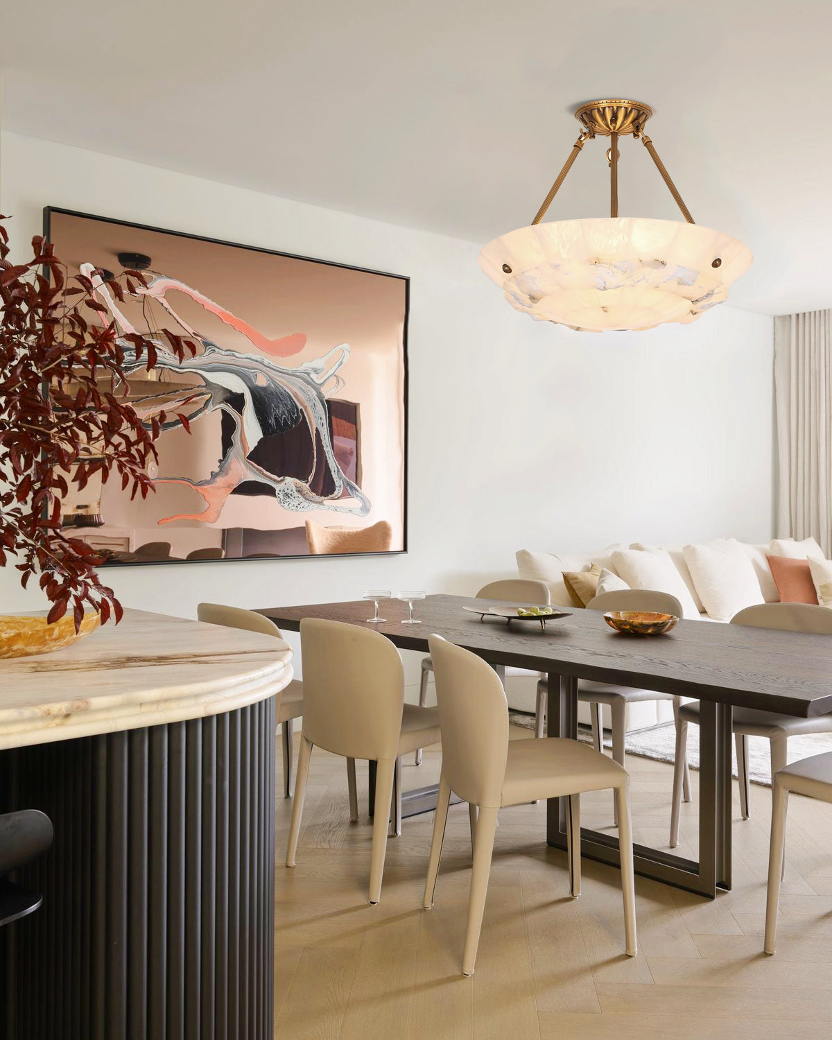 Bowl Pendant Lamp Alabaster Elegance