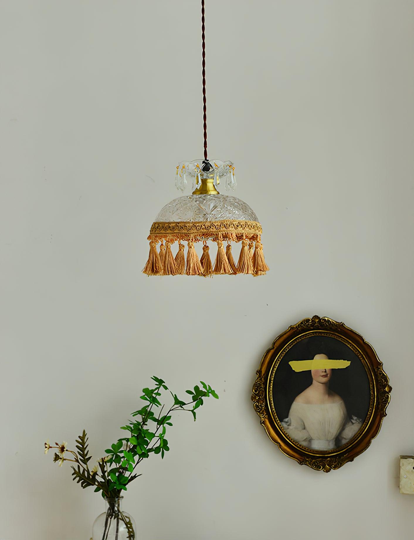 Devel Brass Glass Luxurious Pendant Light-Neutral Decor