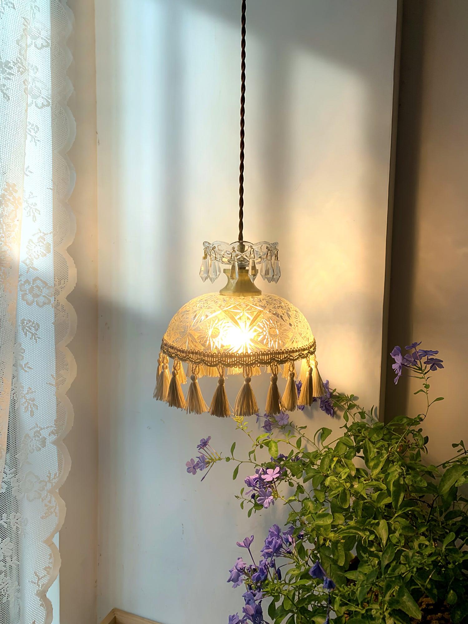 Devel Brass Glass Luxurious Pendant Light-Neutral Decor