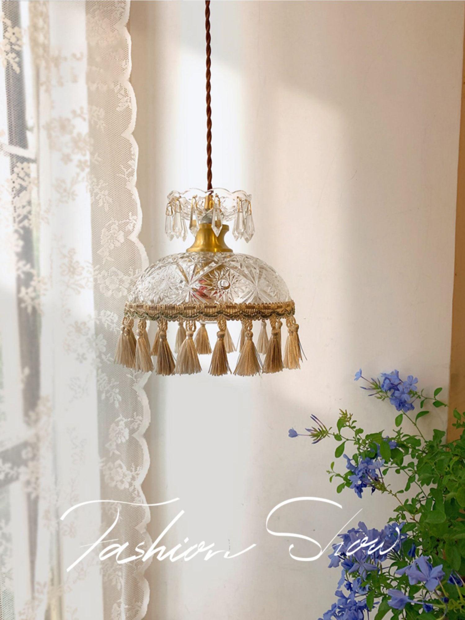 Devel Brass Glass Luxurious Pendant Light-Neutral Decor