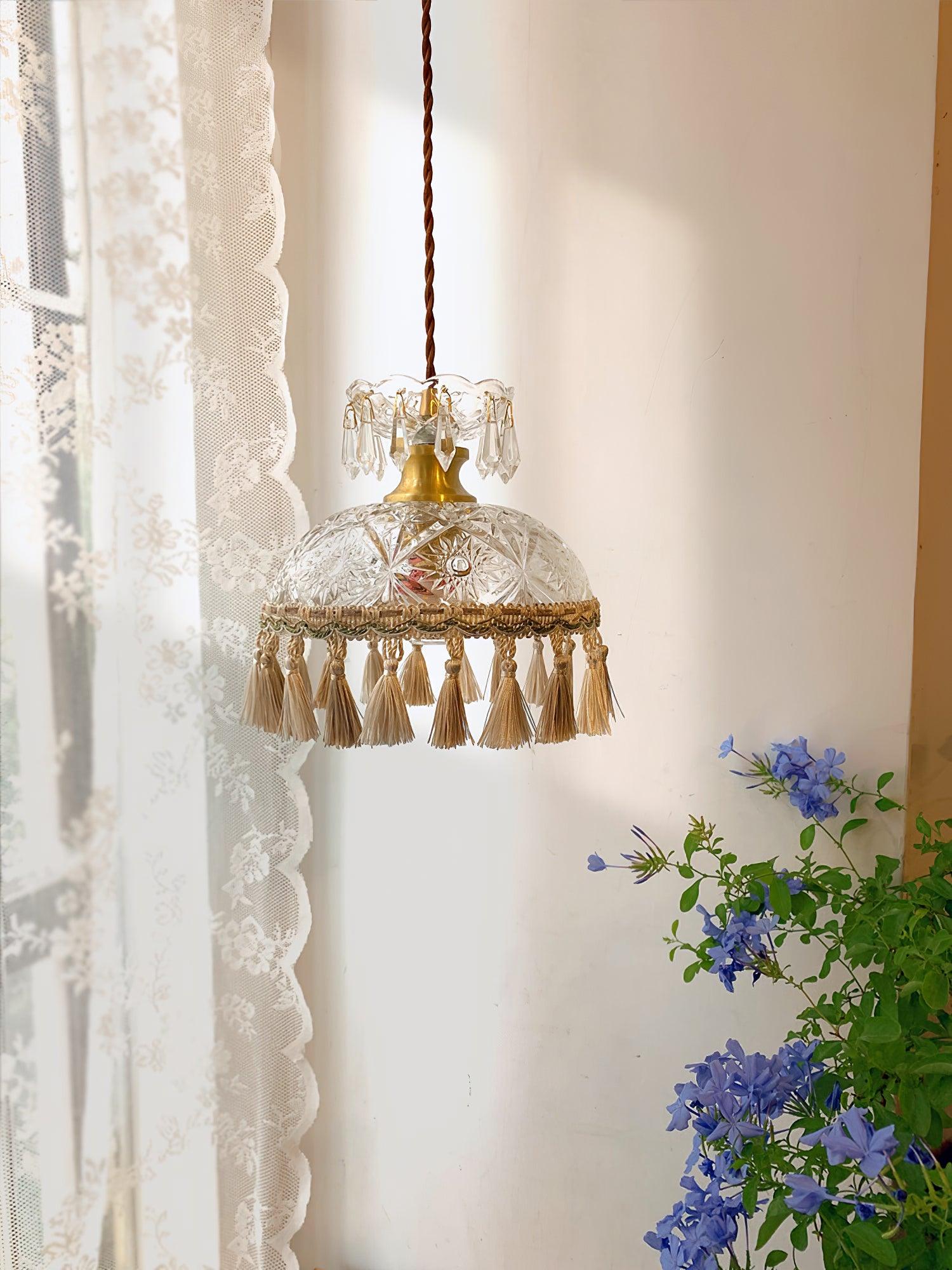 Devel Brass Glass Luxurious Pendant Light-Neutral Decor