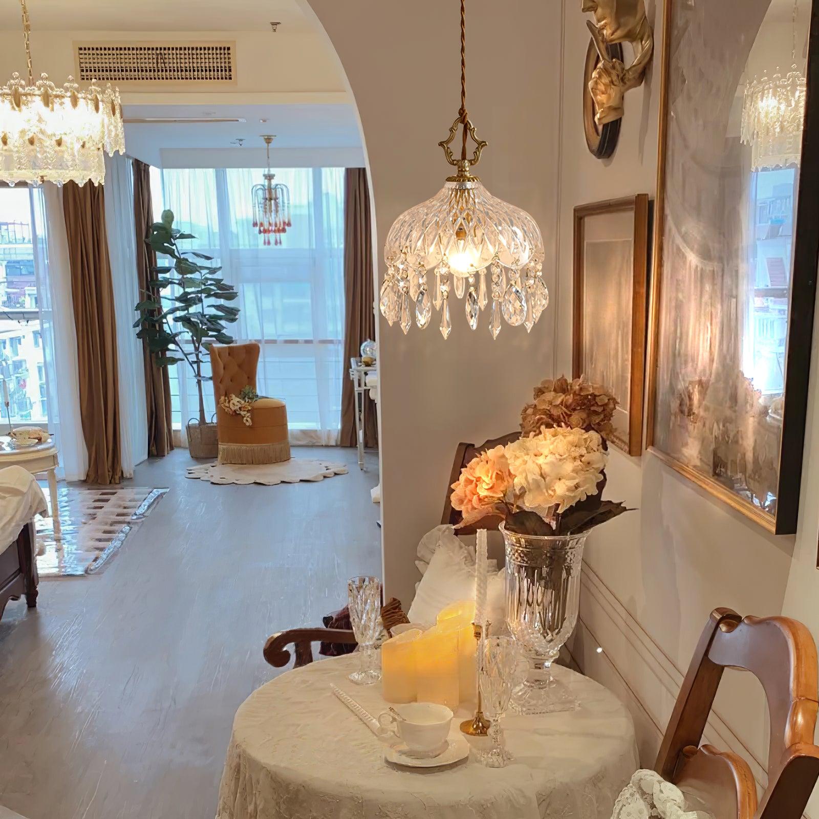 Devel Brass Glass Luxurious Pendant Light-Neutral Decor