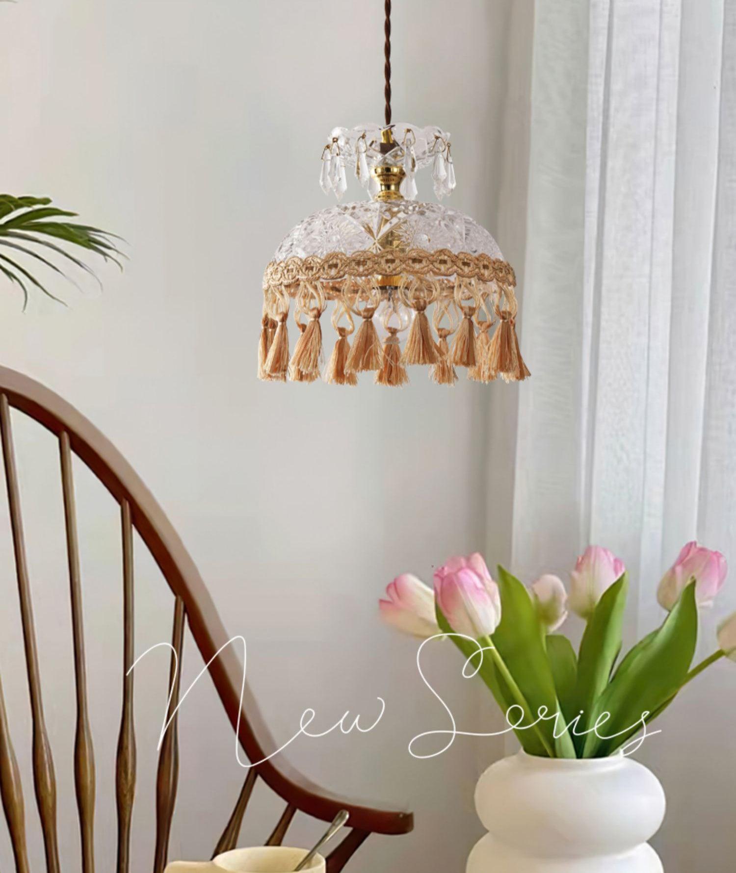Devel Brass Glass Luxurious Pendant Light-Neutral Decor