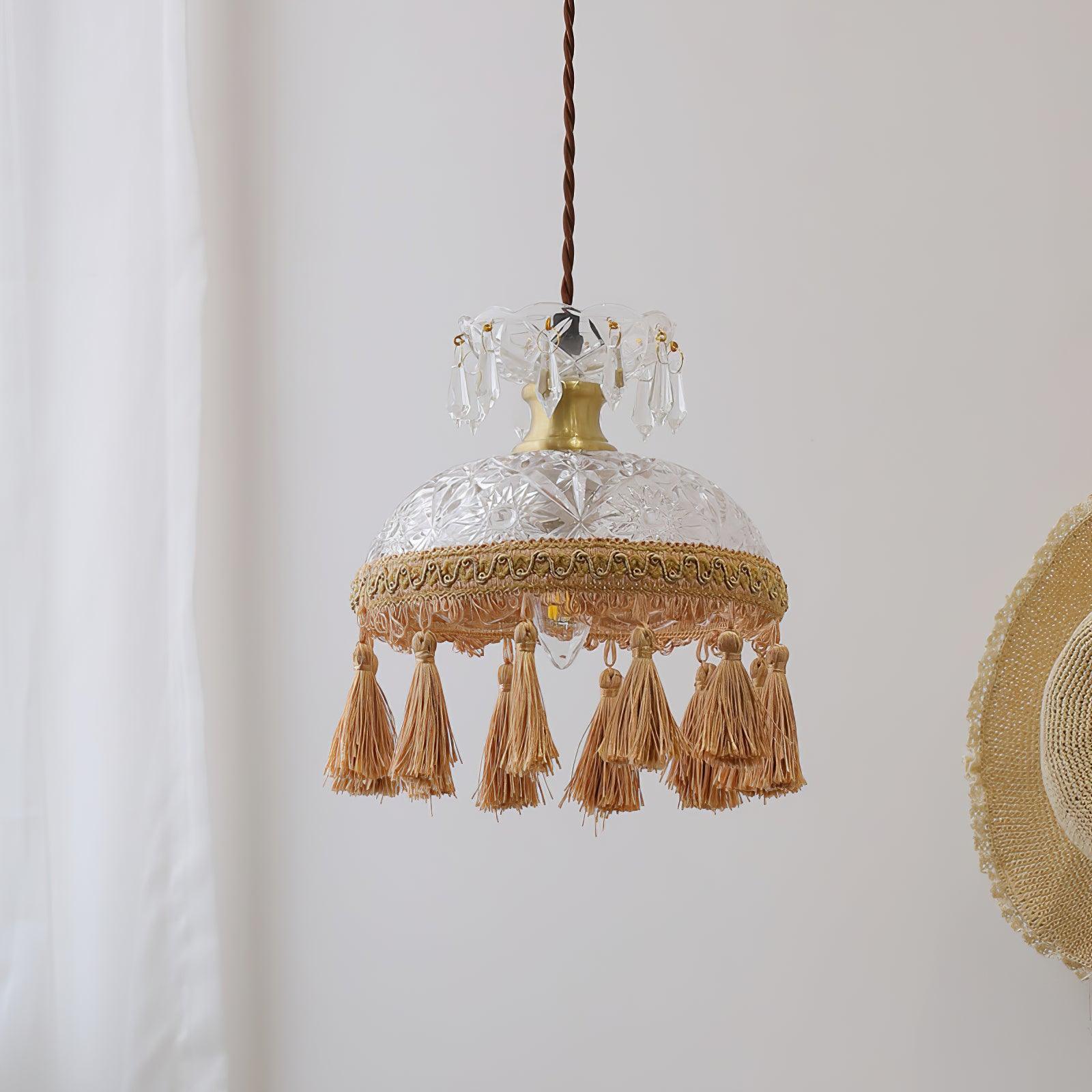 Devel Brass Glass Luxurious Pendant Light-Neutral Decor